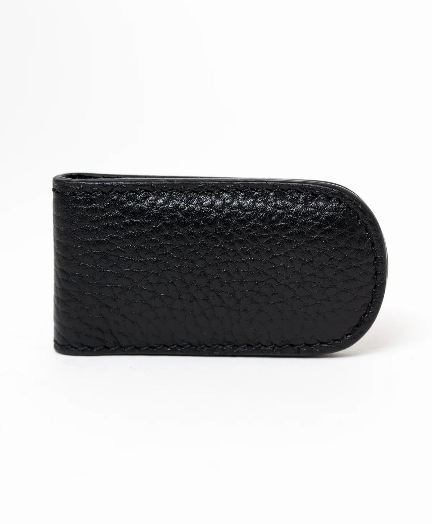 Clips bani negru piele vitel