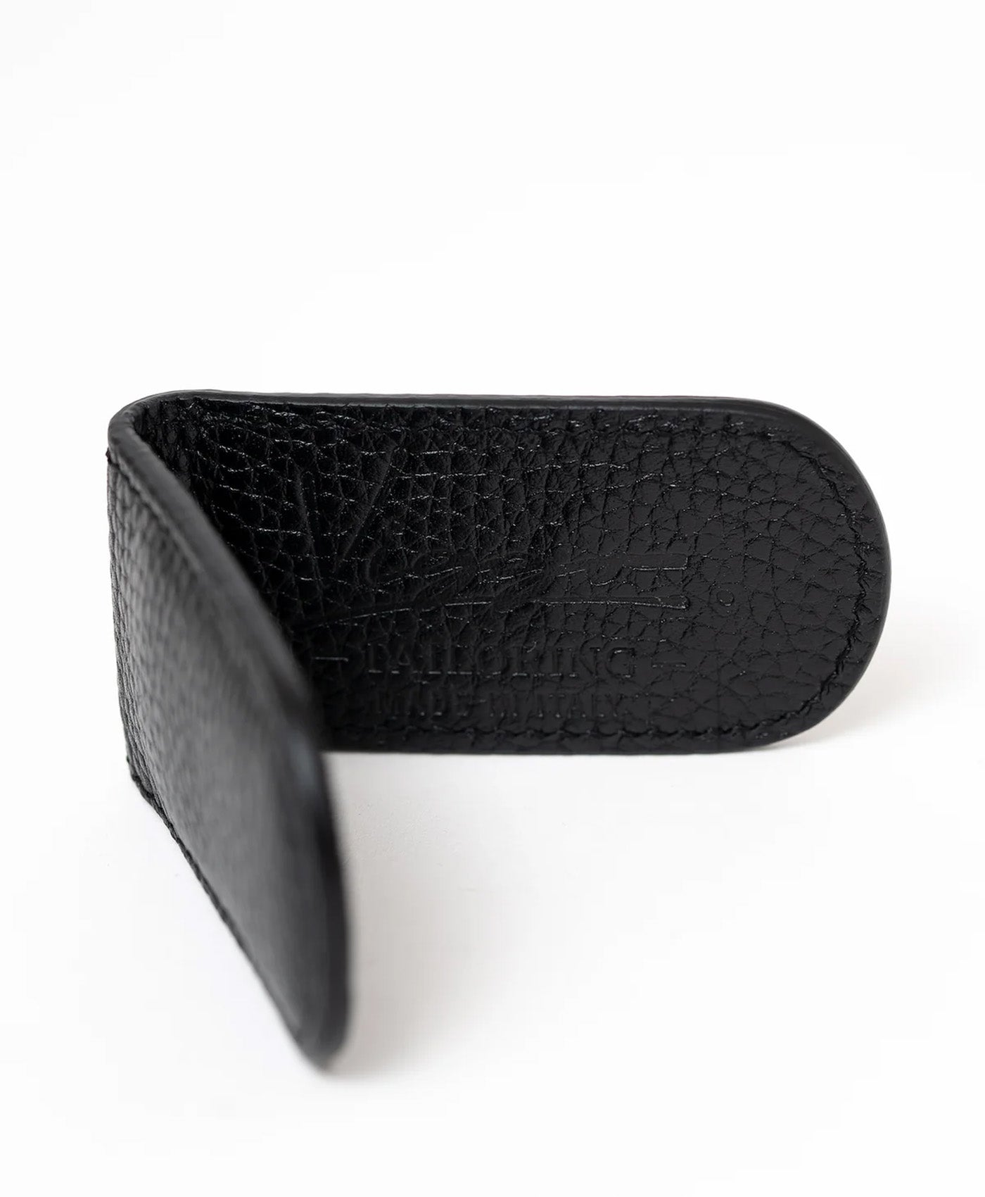 Clips bani negru piele vitel