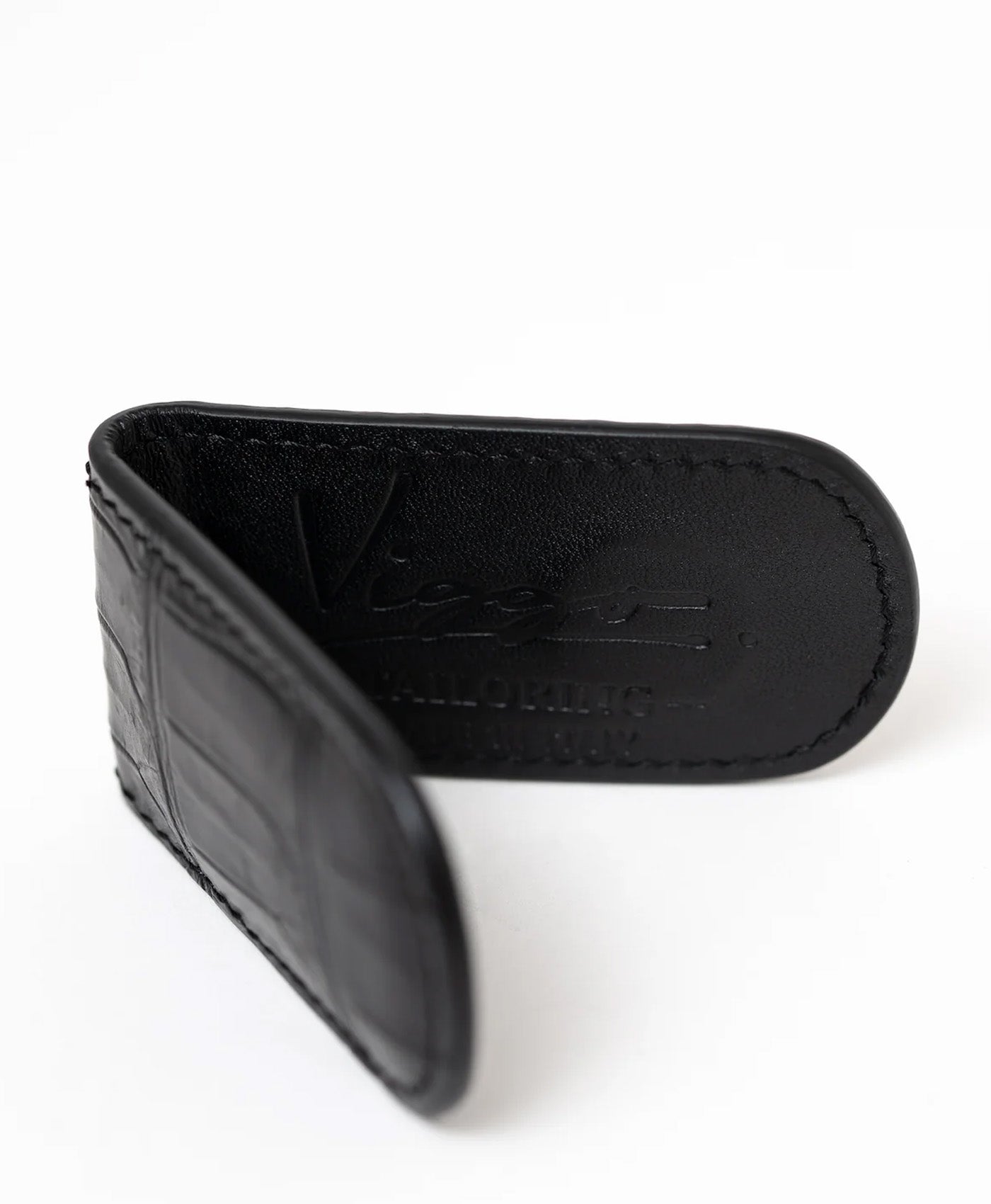 Clips bani negru piele crocodil