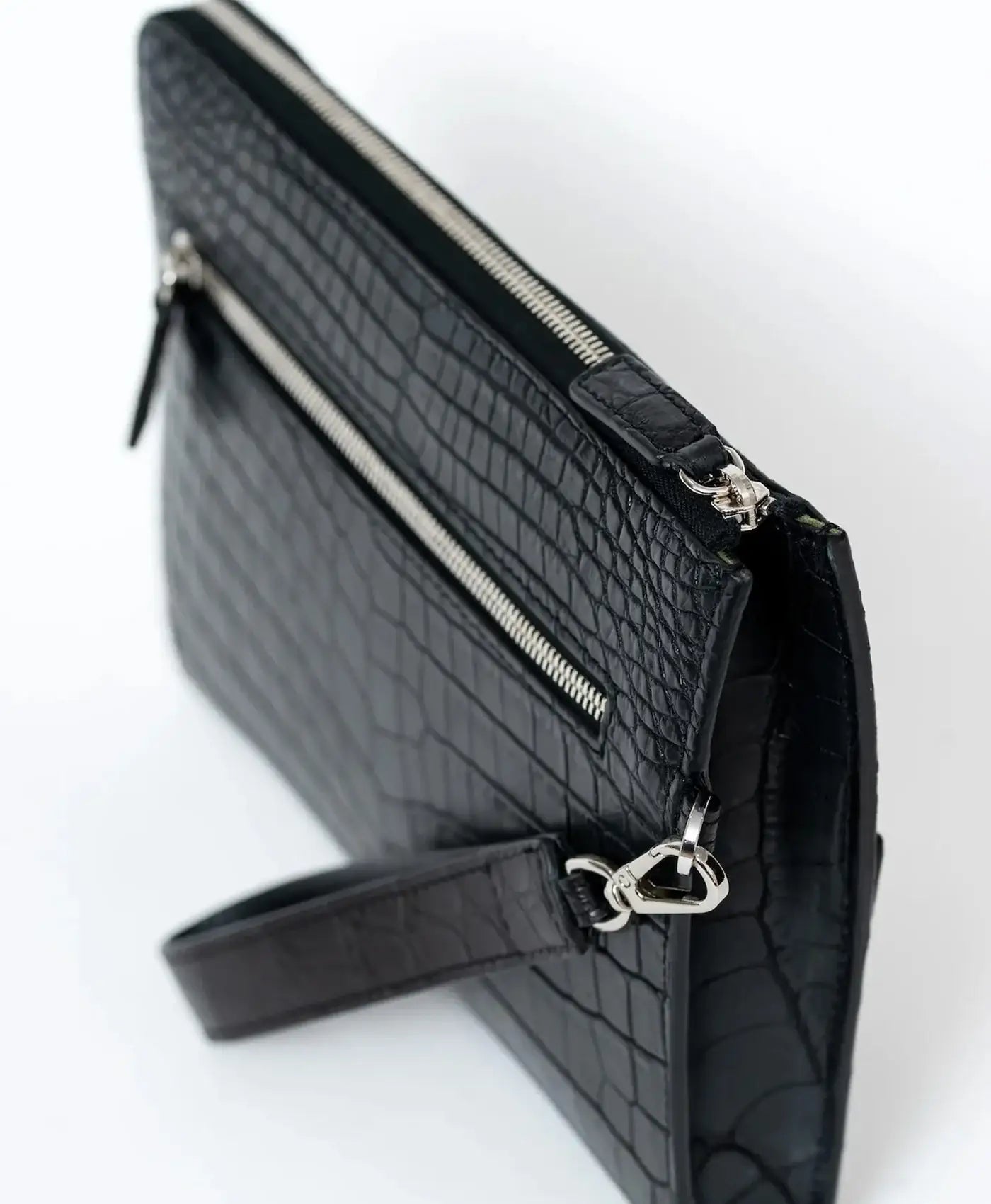 Clutch negru piele aligator