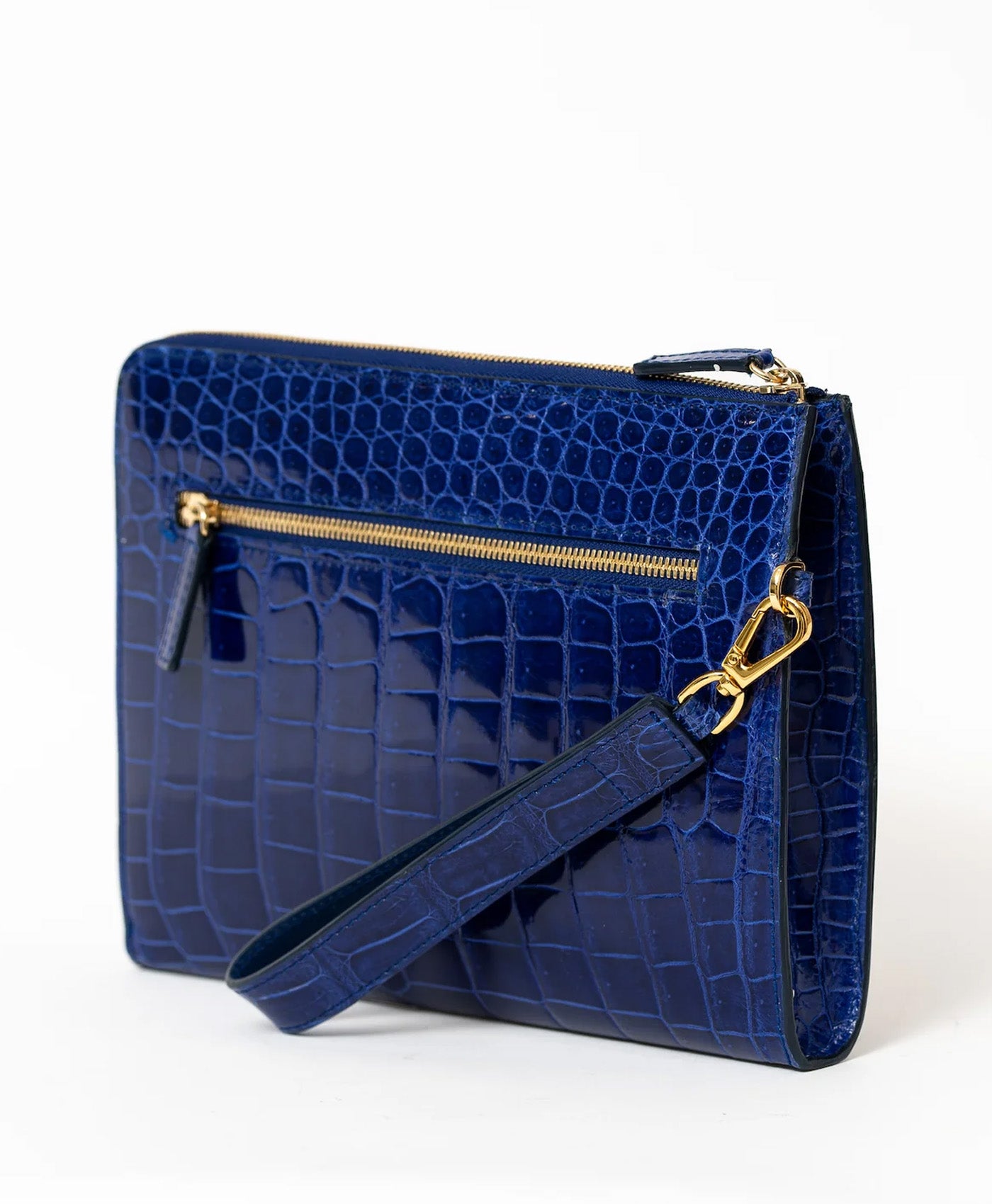 Clutch albastru piele aligator