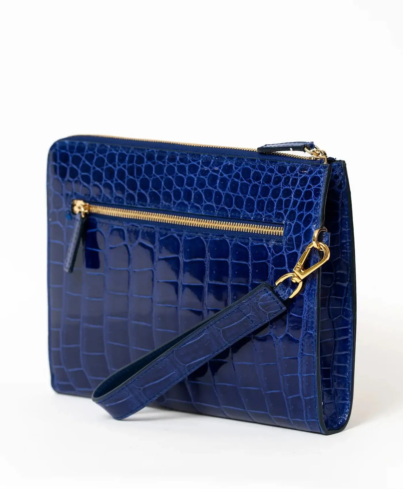 Clutch albastru piele aligator