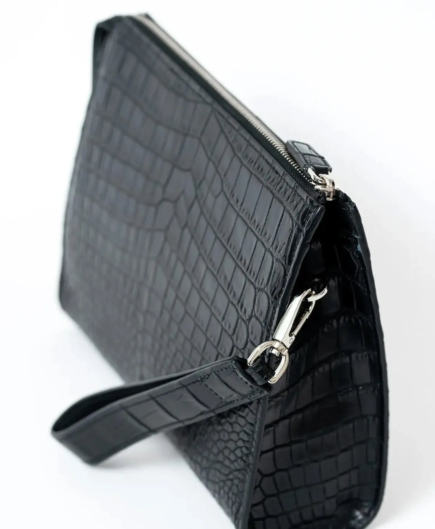 Geanta plic neagra piele crocodil