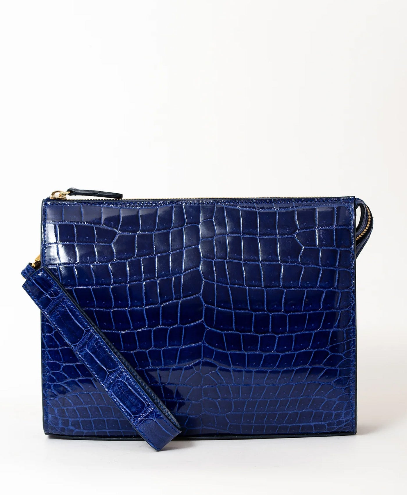 Geanta plic albastru piele crocodil