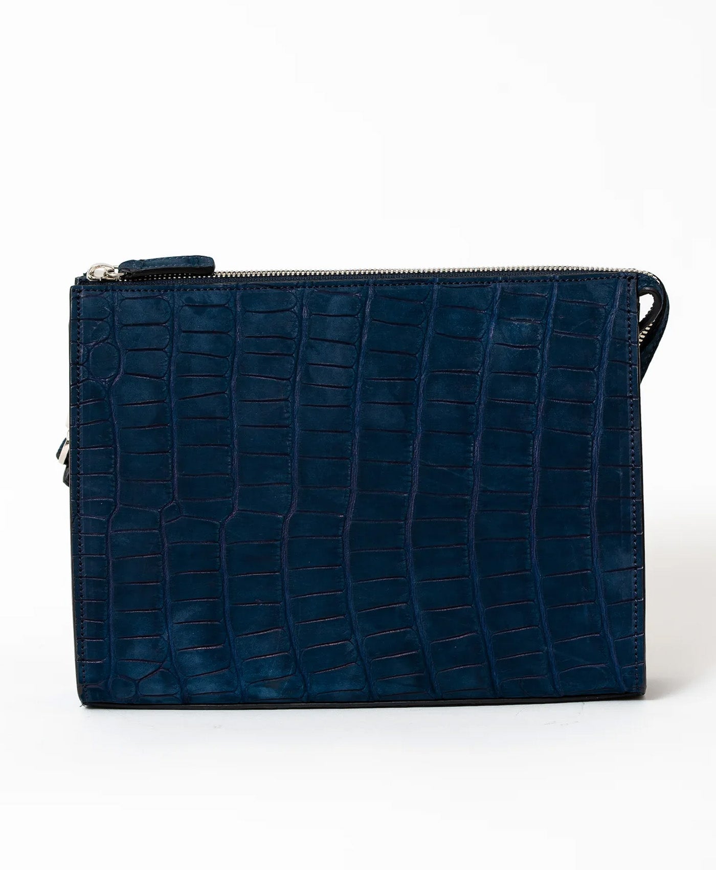 Geanta plic albastru mat piele crocodil