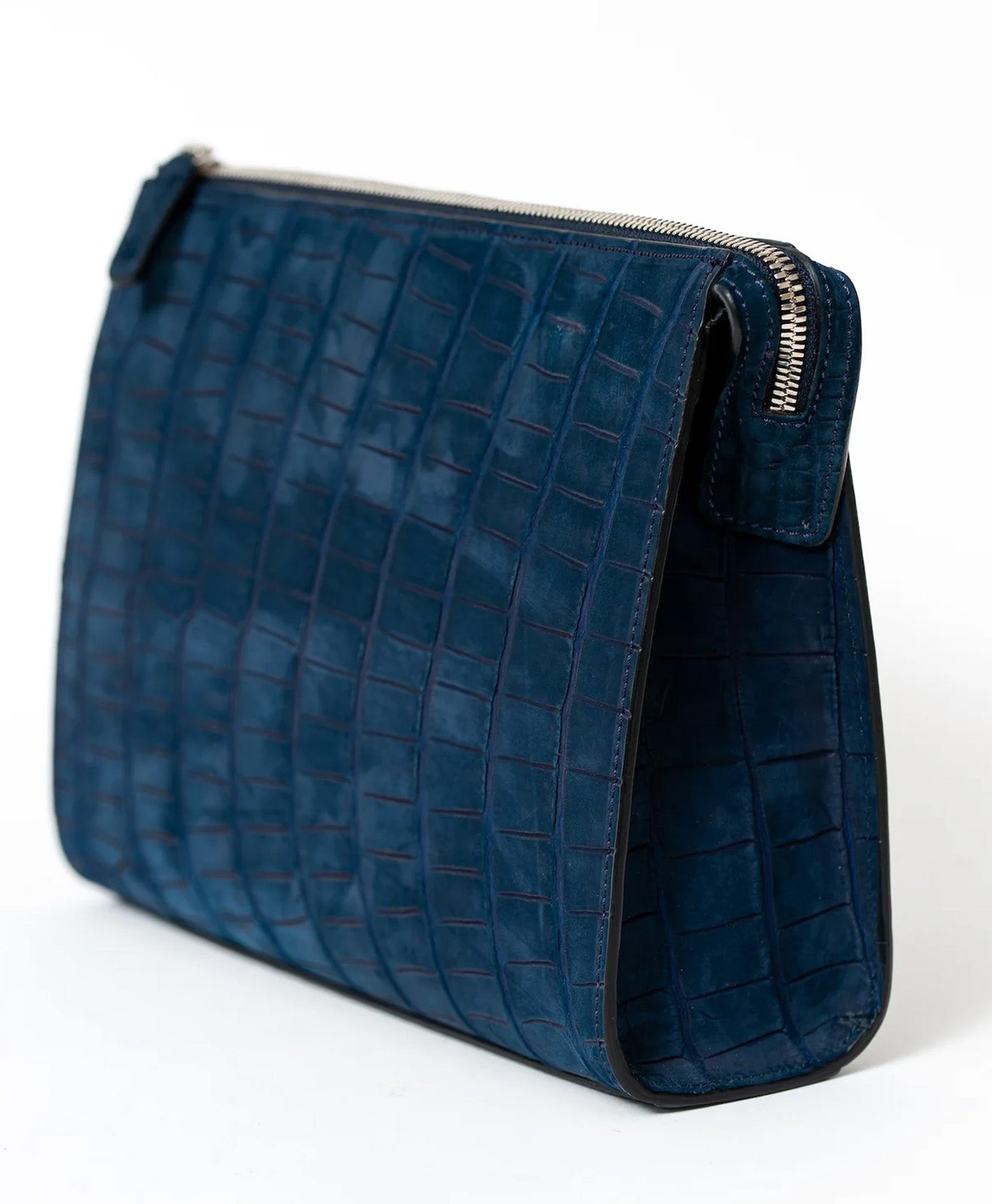 Geanta plic albastru mat piele crocodil