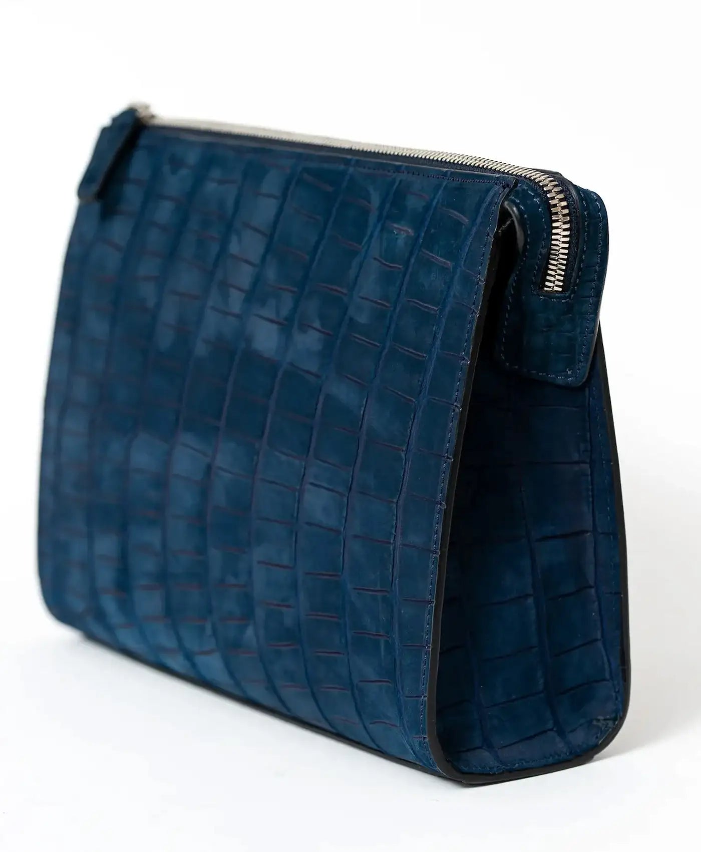Geanta plic albastru mat piele crocodil