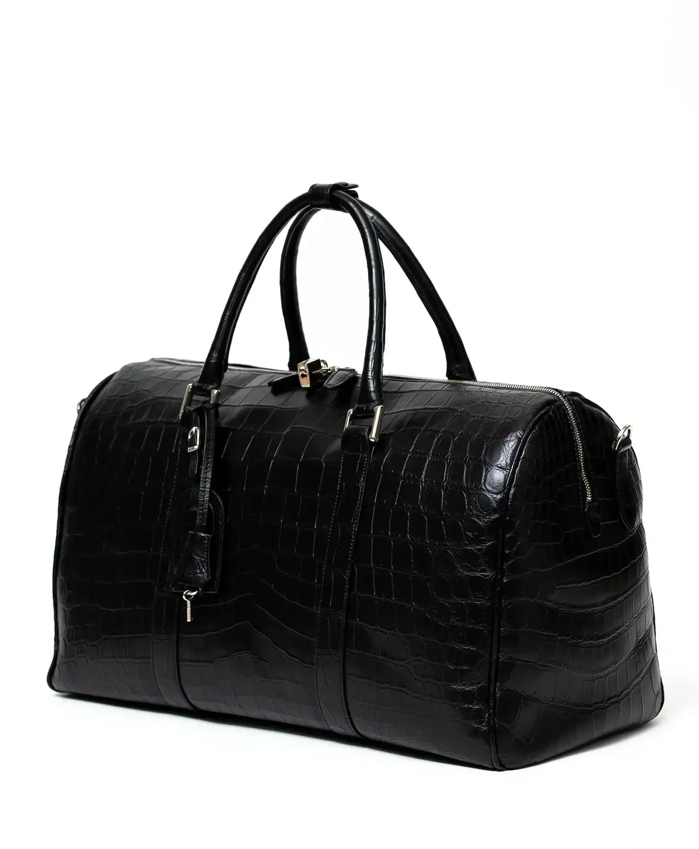 Geanta neagra de voiaj piele crocodil