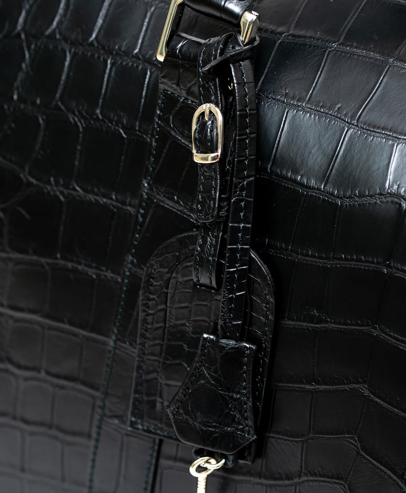 Geanta neagra de voiaj piele crocodil