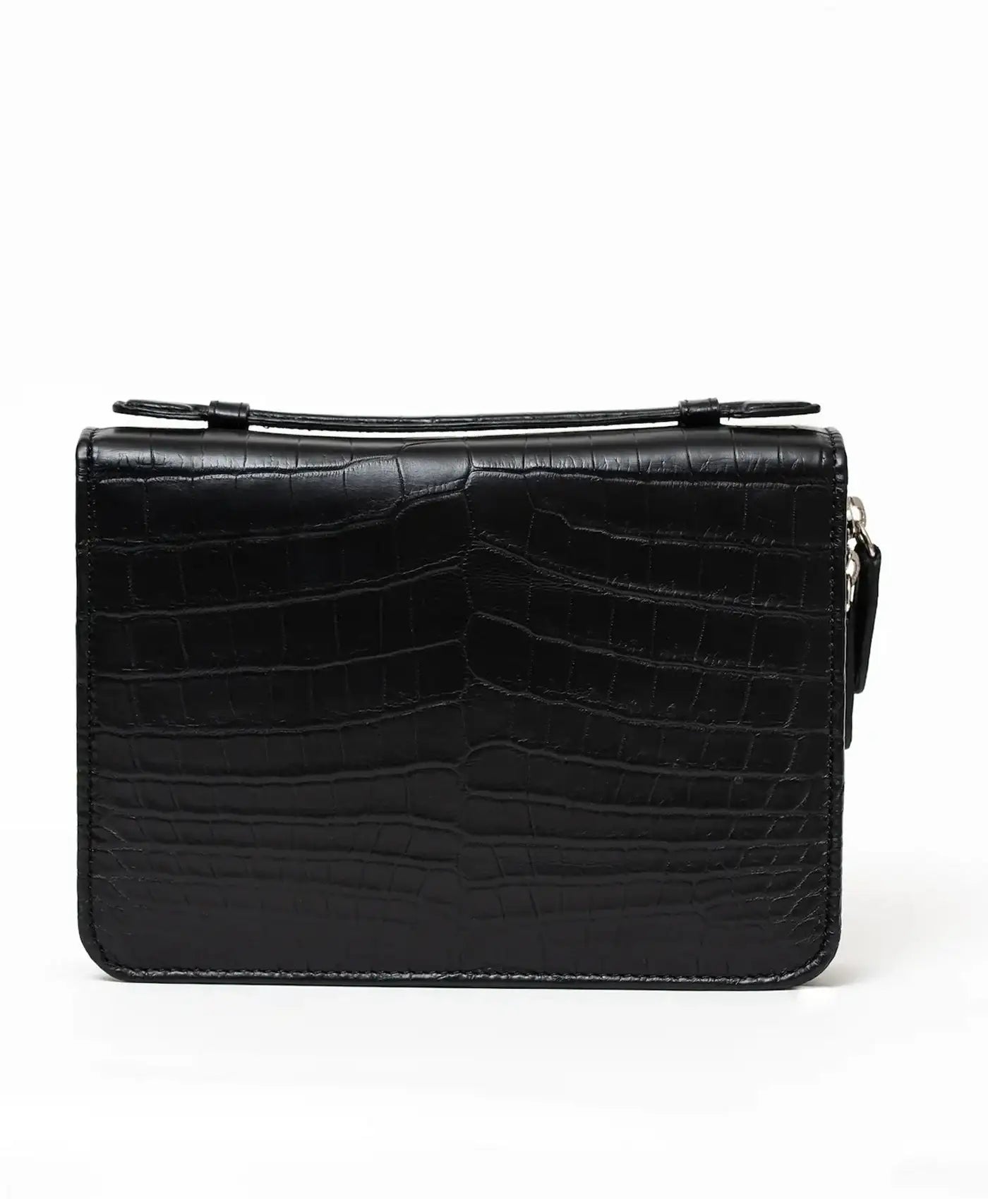 Etui trabucuri piele crocodil, negru mat