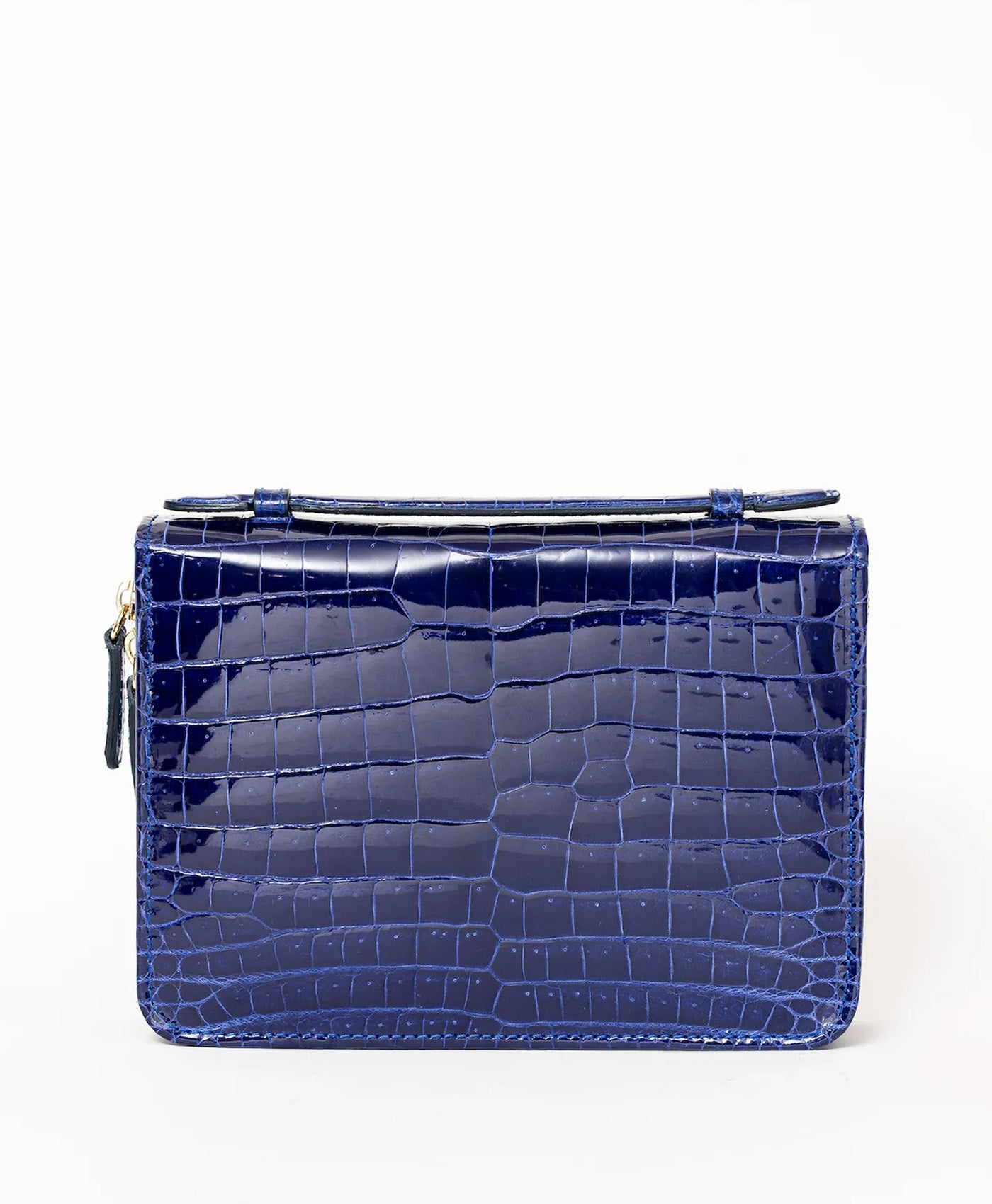 Etui trabucuri piele crocodil, albastru lucios