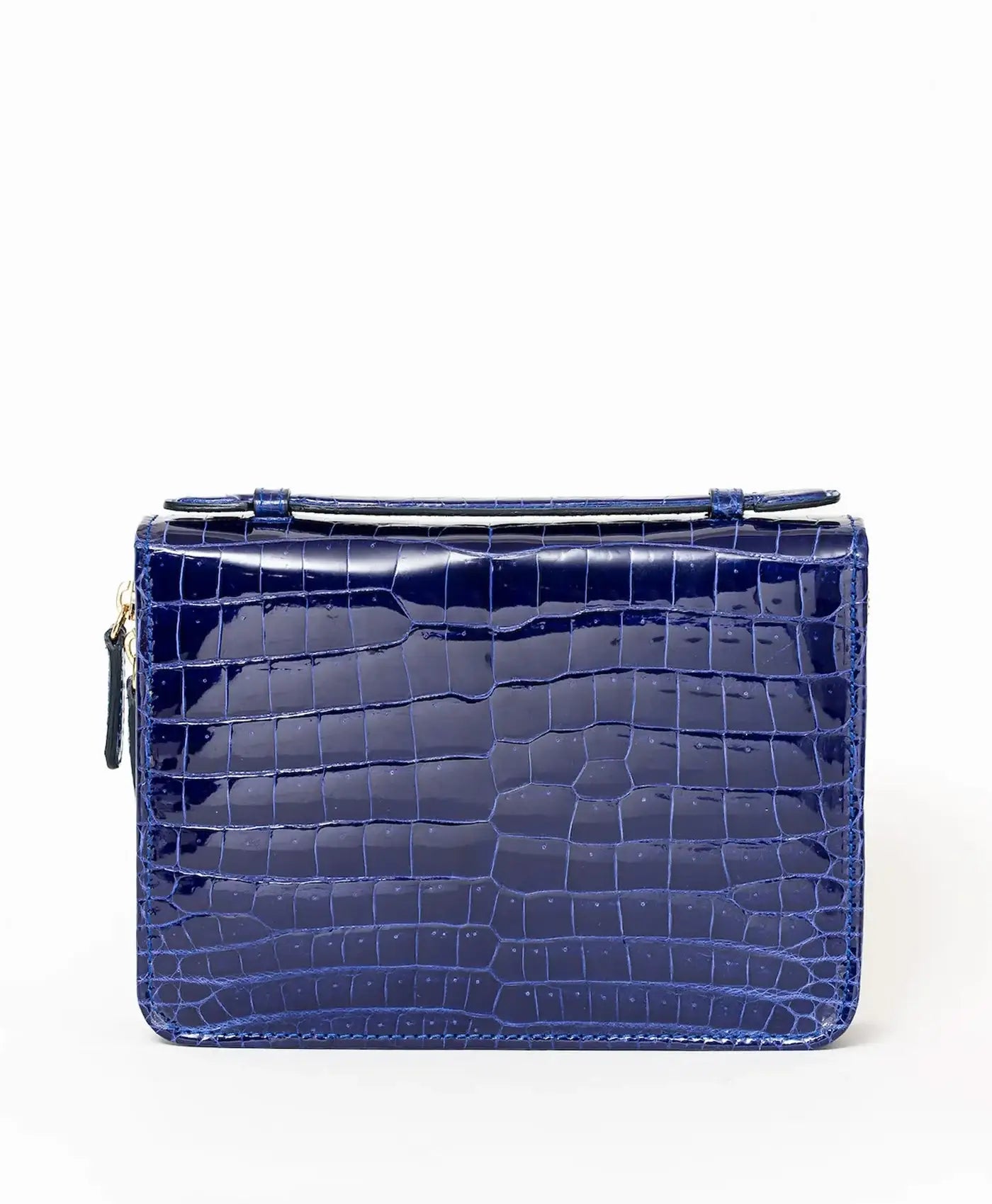 Etui trabucuri piele crocodil, albastru lucios