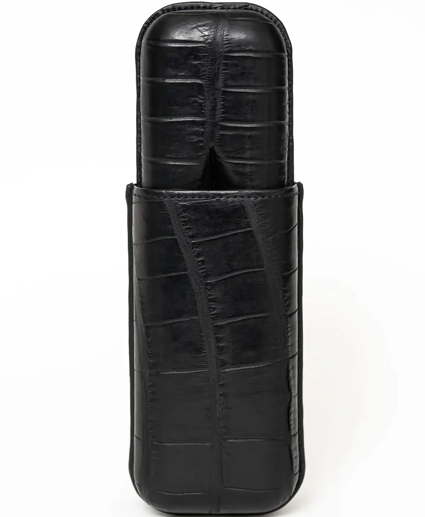 Etui negru 2 trabucuri piele crocodil