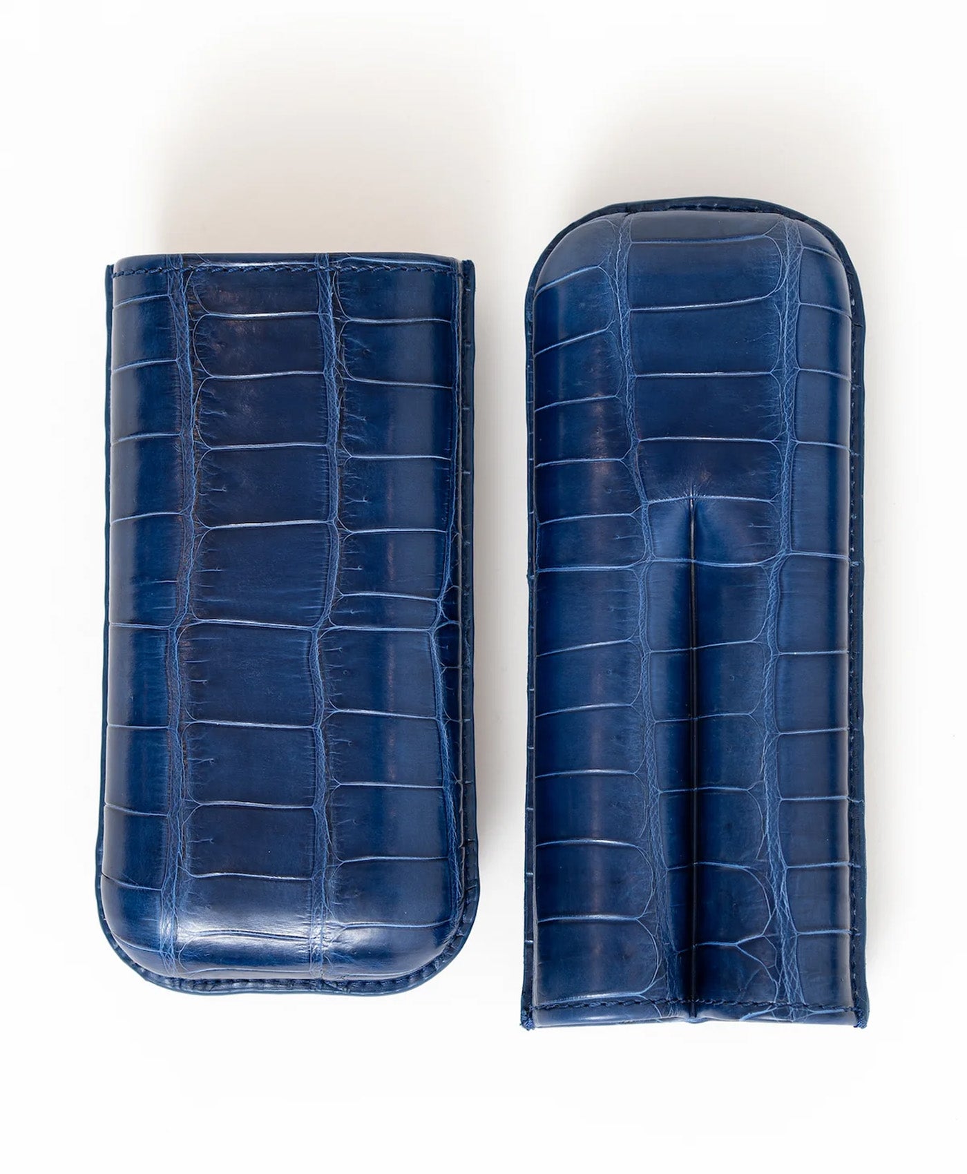 Etui albastru 2 trabucuri piele crocodil
