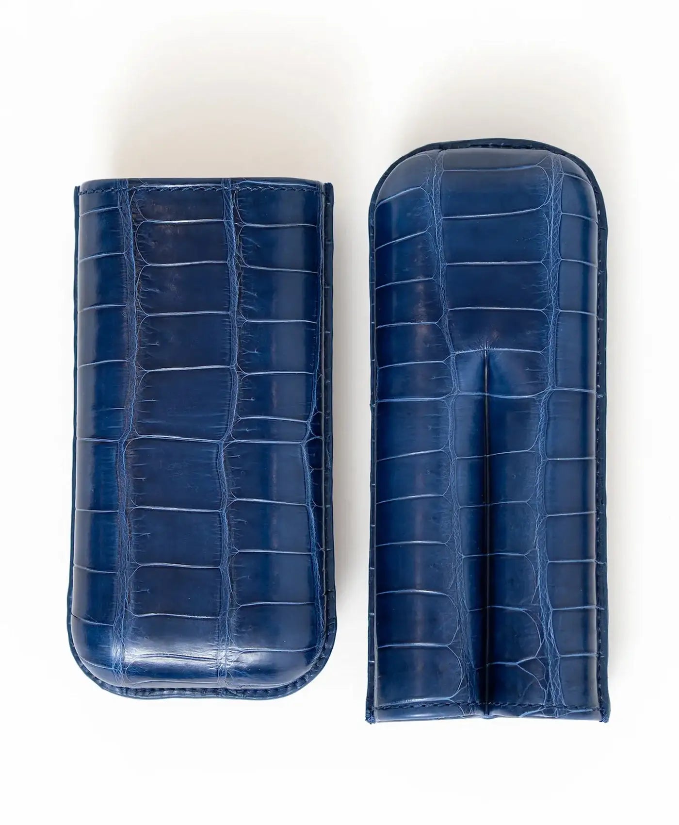 Etui albastru 2 trabucuri piele crocodil