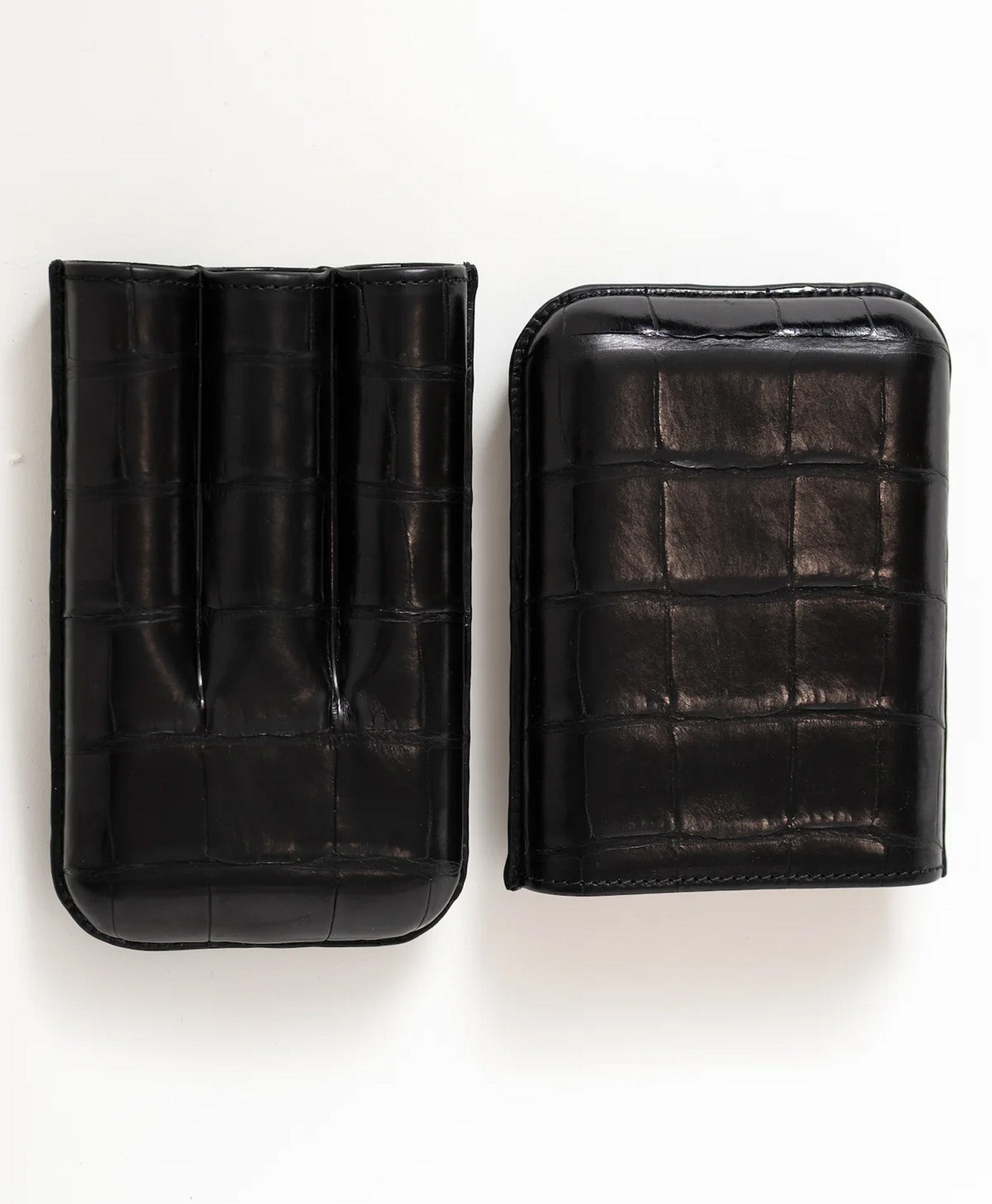 Etui negru 3 trabucuri piele crocodil