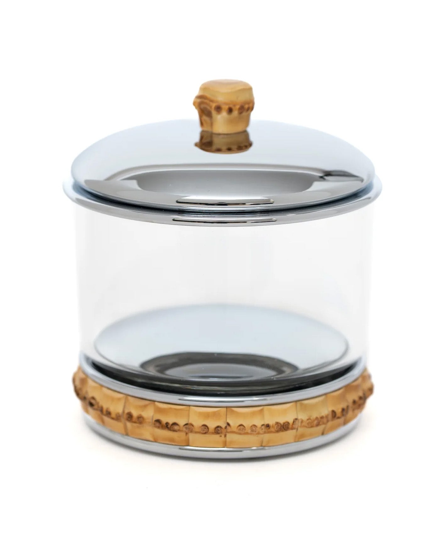 Recipient de sticla&bambus pentru dischete demachiante