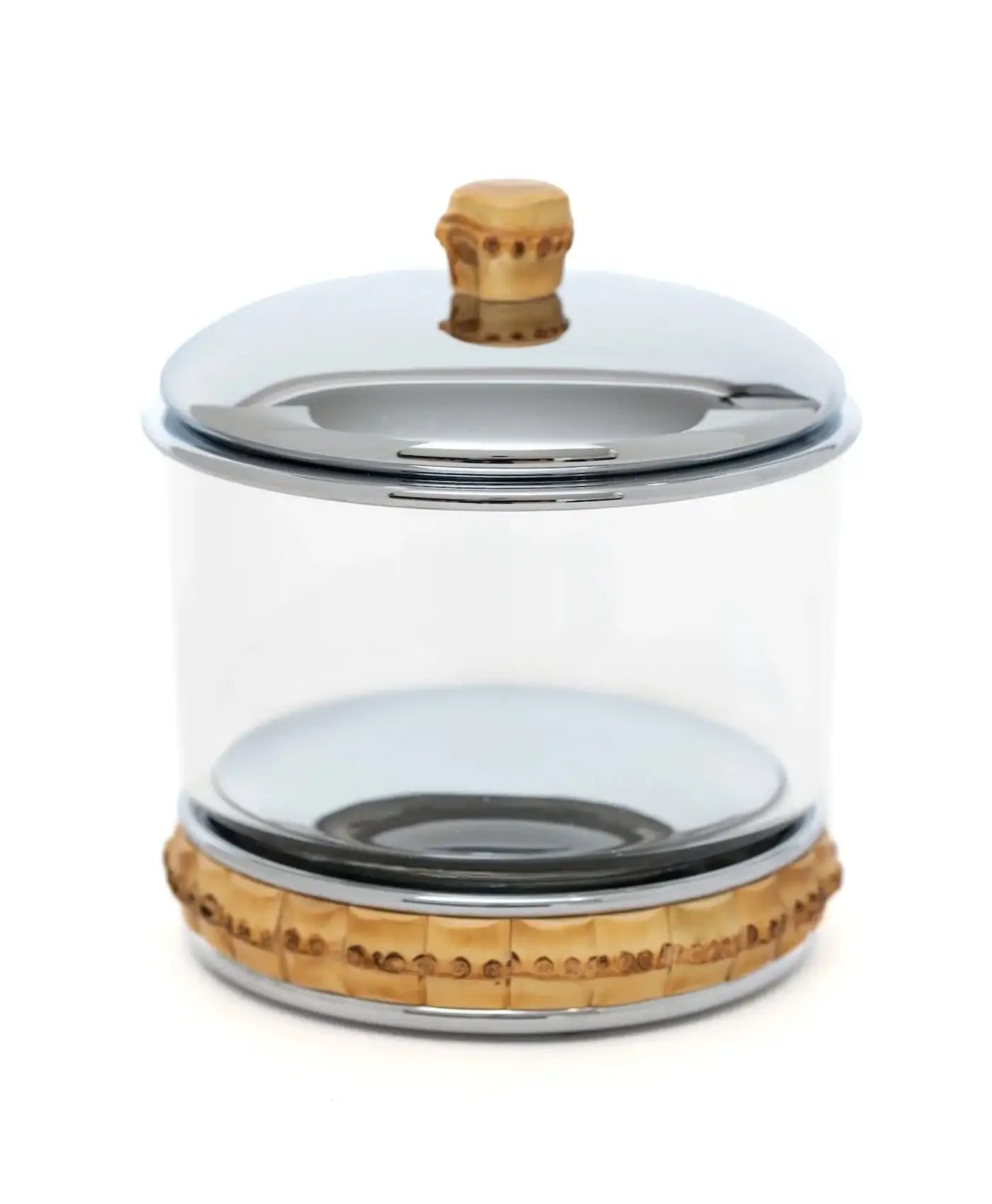 Recipient de sticla&bambus pentru dischete demachiante