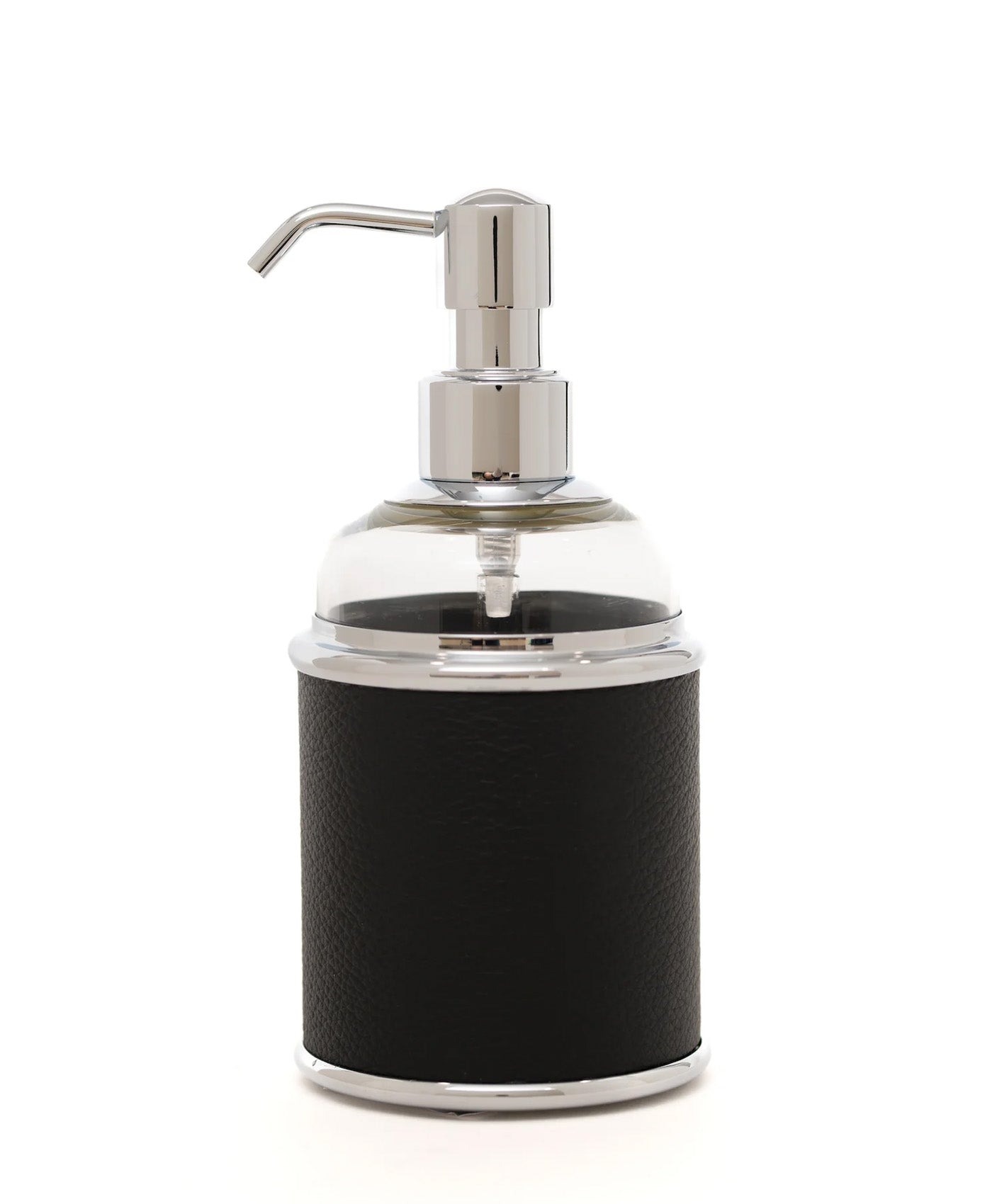 Dozator din sticla si piele neagra pentru sapun lichid