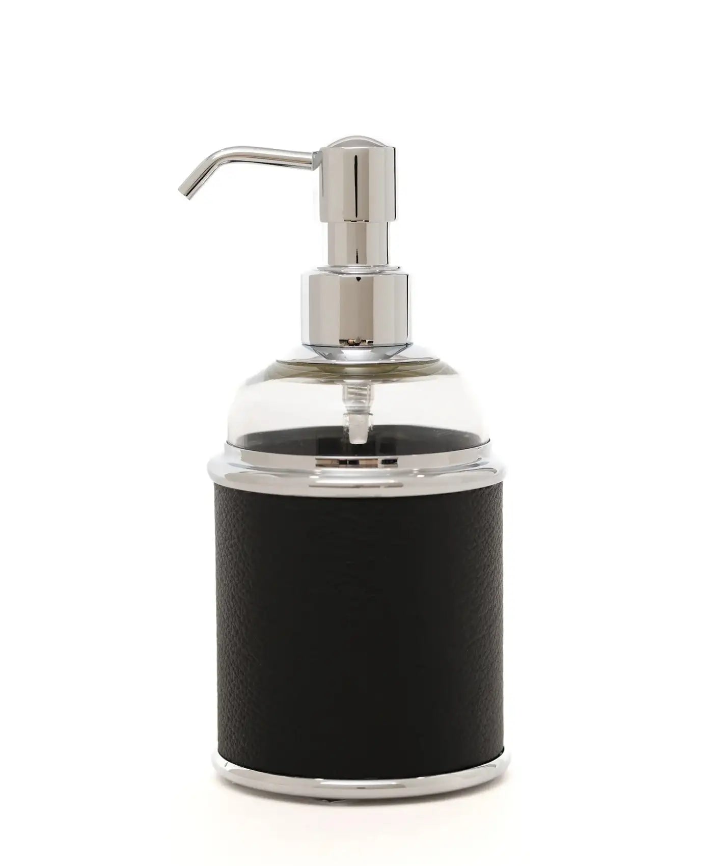Dozator din sticla si piele neagra pentru sapun lichid