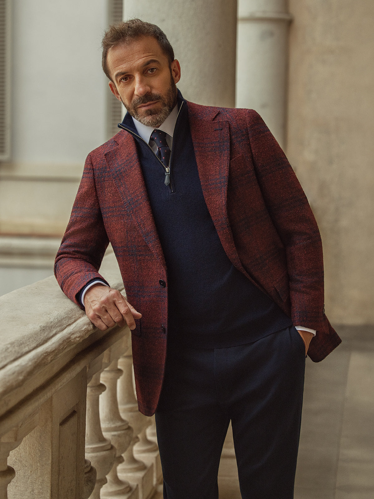 Sacou burgundy in carouri, Made to Measure, casmir
