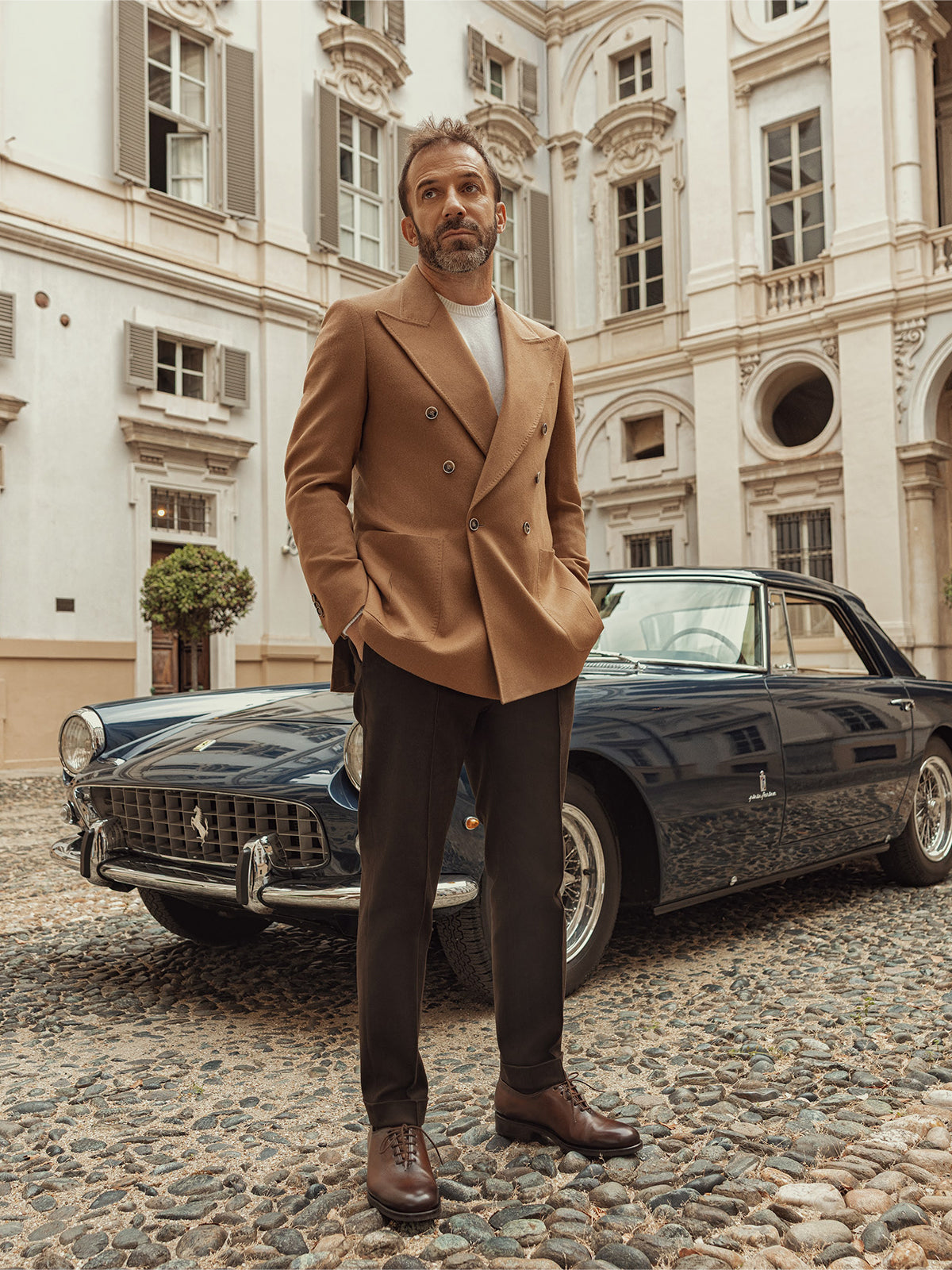 Pantalon maro cu mansete, Made to Measure, bumbac