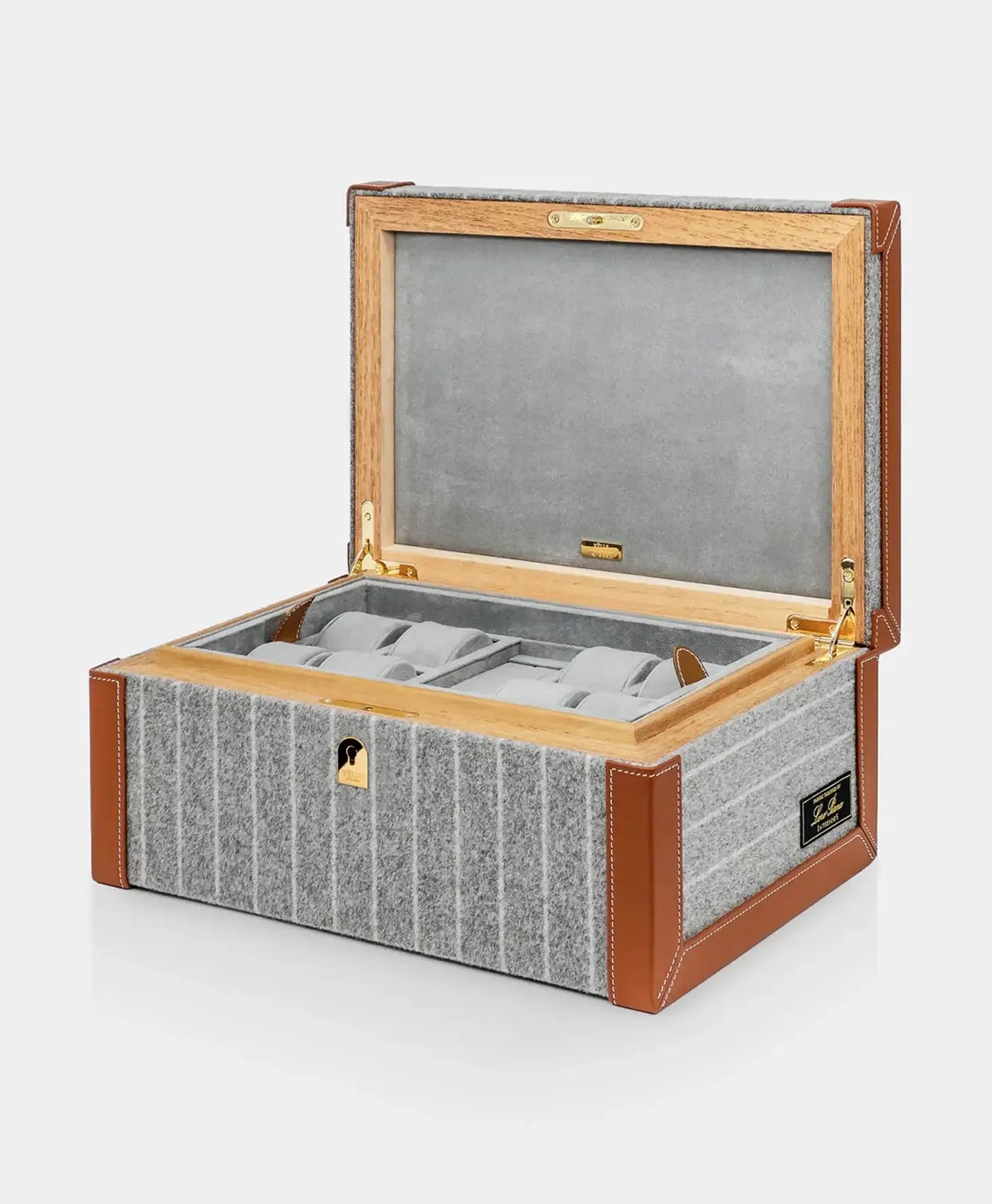 Cutie Grand depozitare ceasuri tesatura Loro Piana si Piele Maro