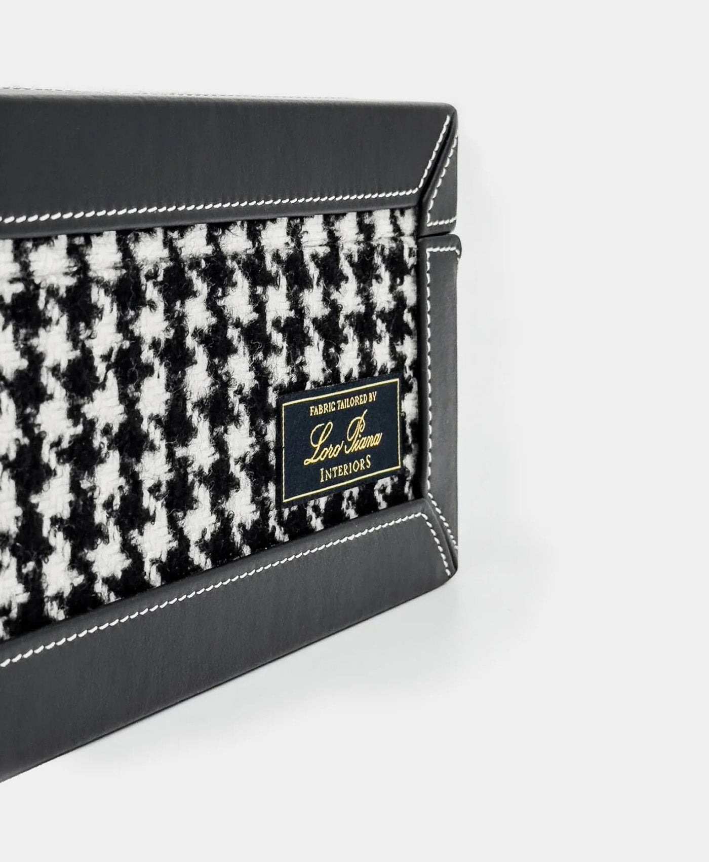 Cutie depozitare ceasuri tesatura Loro Piana houndstooth si piele