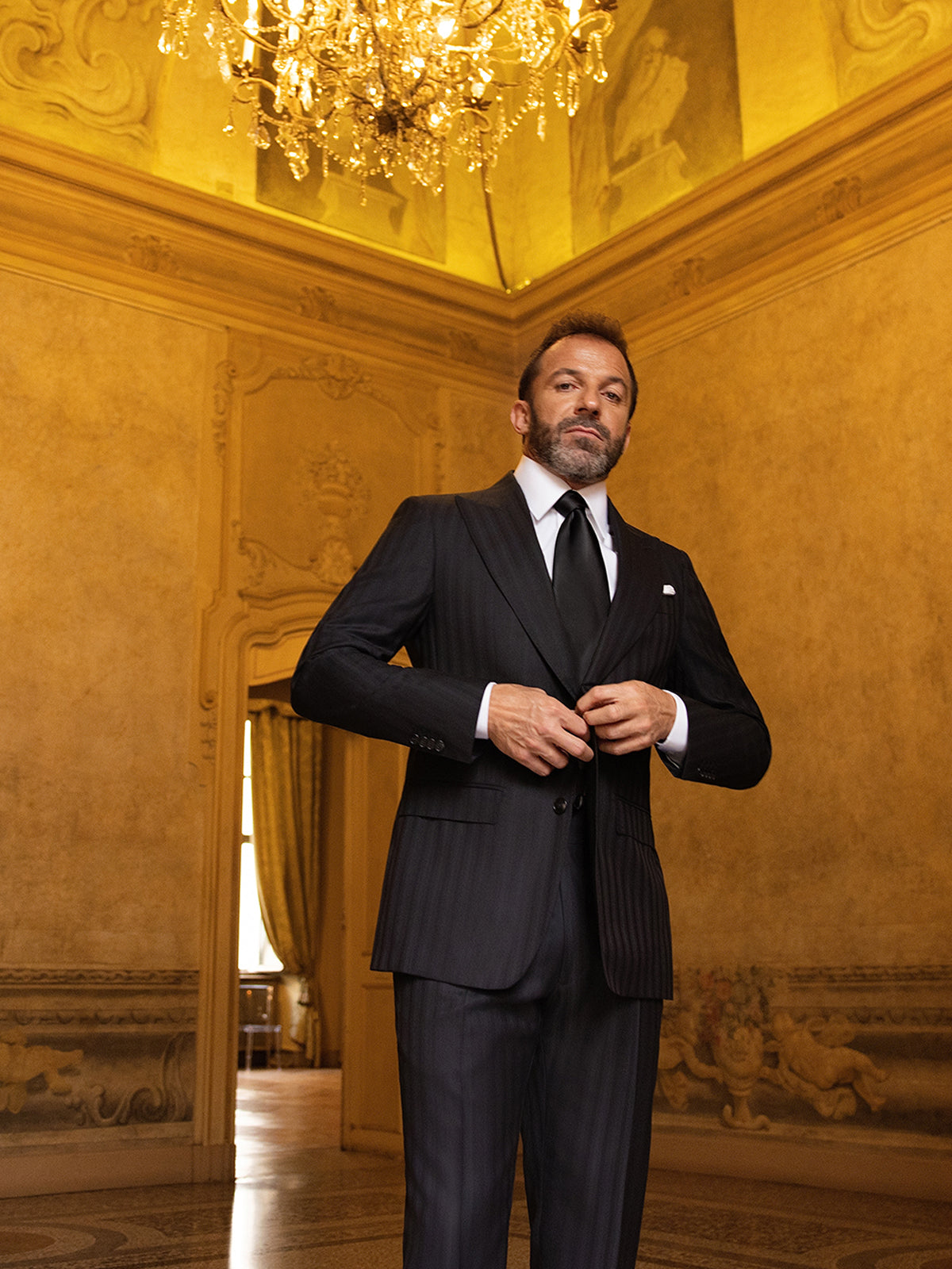 Costum negru in dungi, Made to Measure, lana