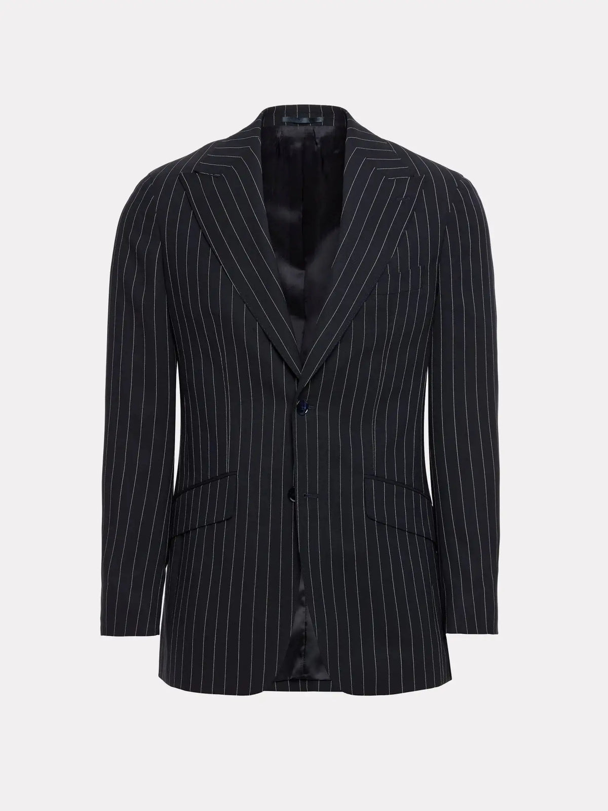 FRATELLI TALLIA DI DELFINO BLACK STRIPED FABRIC SUIT - Viggo Tailoring