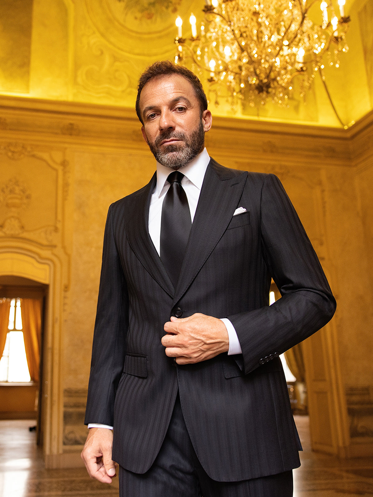 Costum negru in dungi, Made to Measure, lana