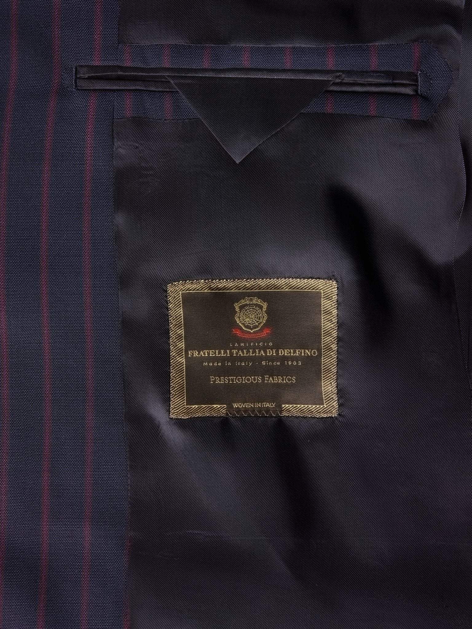 SUIT FABRIC FRATELLI TALLIA DI DELFINO NAVY WITH STRIPES