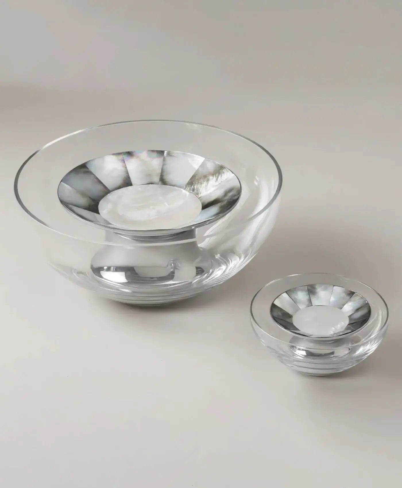 Bol sticla & sidef de perla pentru prezentare caviar