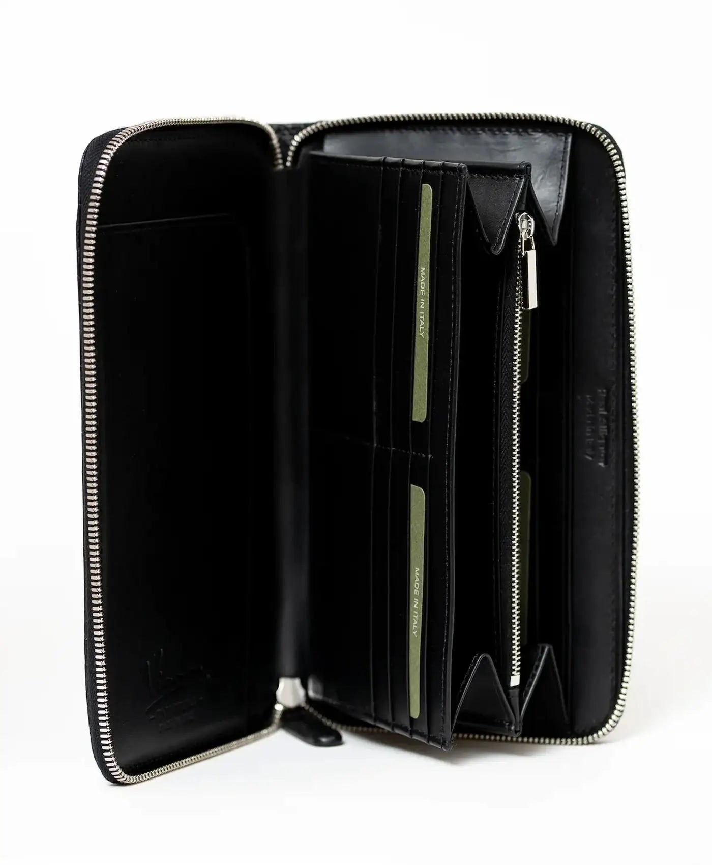 Portofel negru mat piele crocodil, de mana