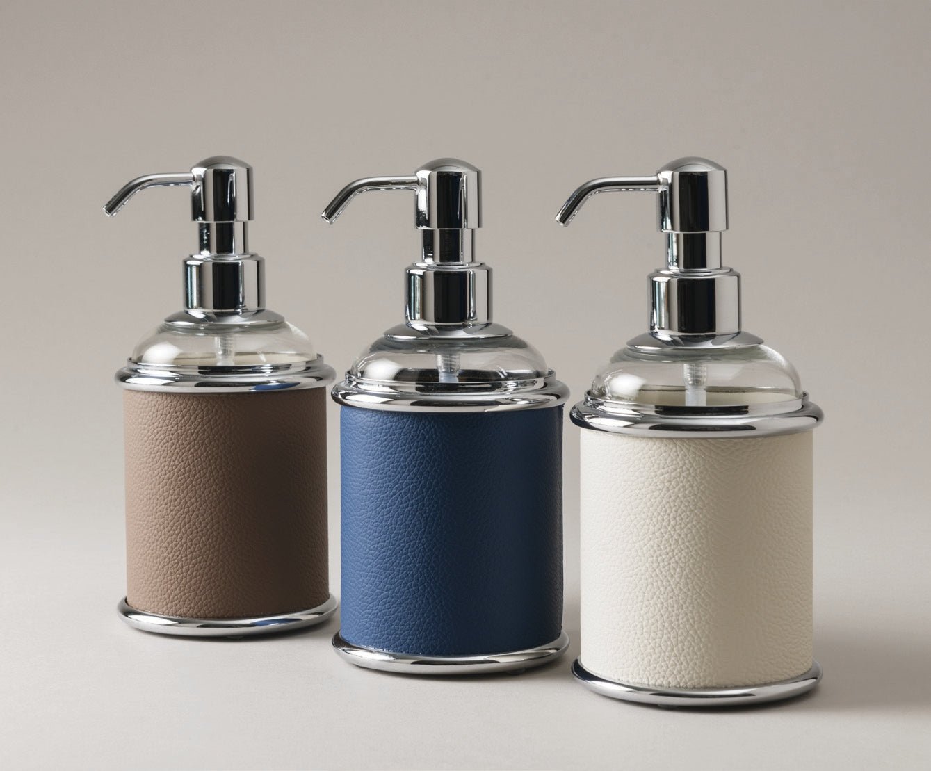 Dozator din sticla si piele maro pentru sapun lichid - Viggo