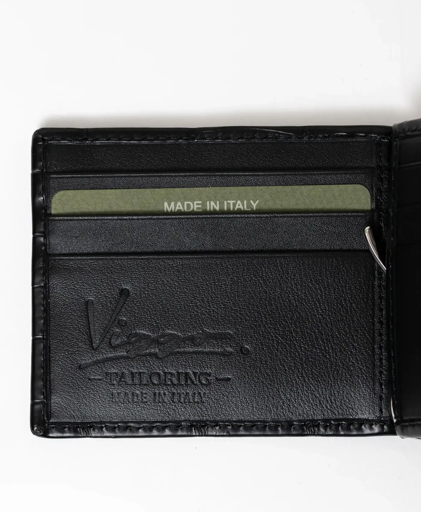 Portofel negru cu clips piele crocodil