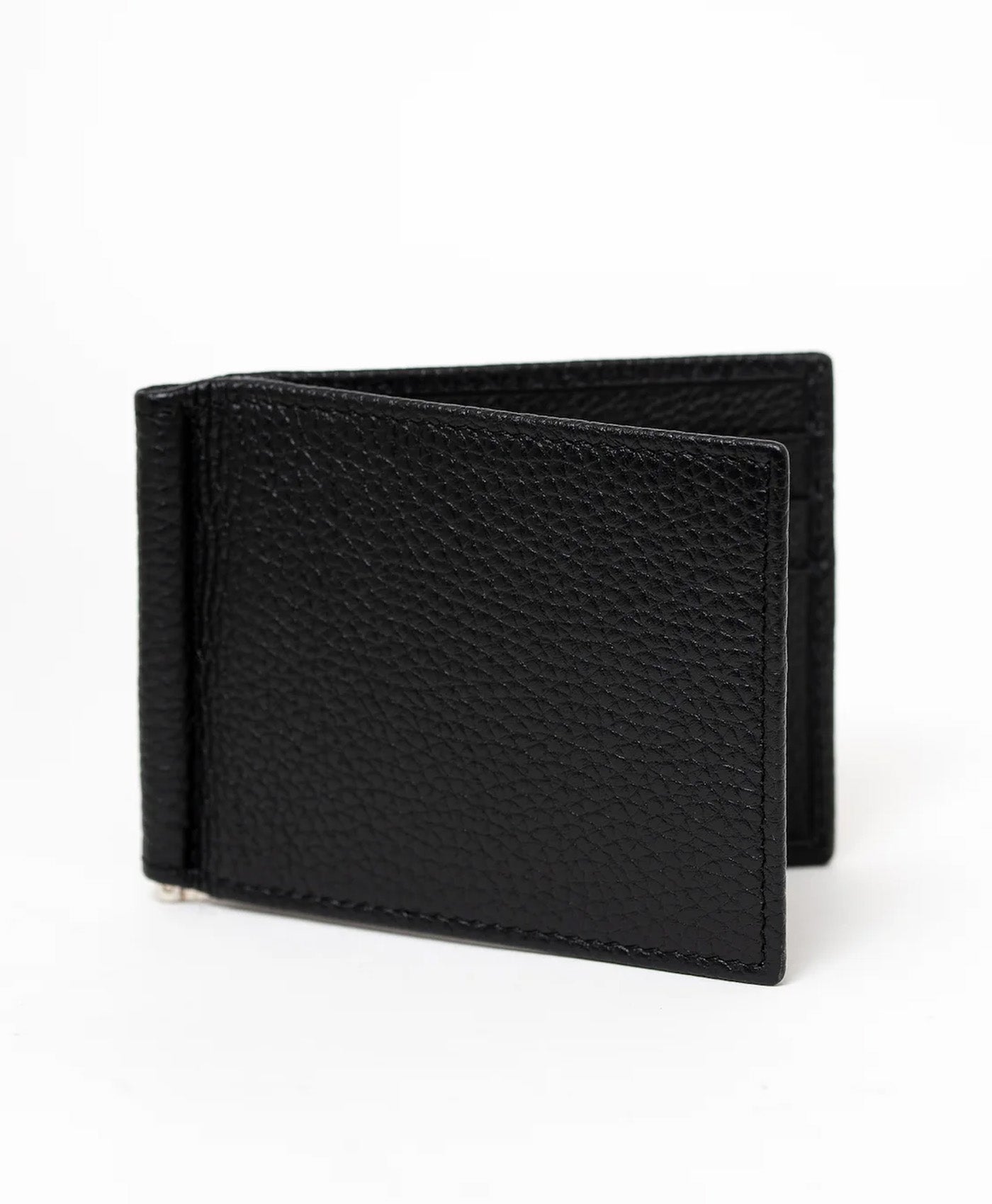 Portofel negru cu clips piele vitel