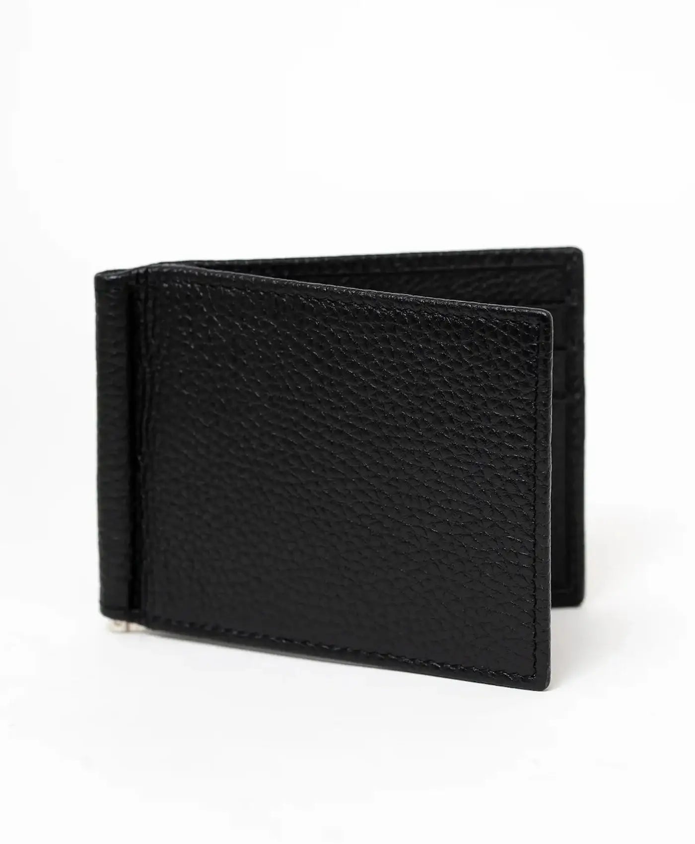 Portofel negru cu clips piele vitel