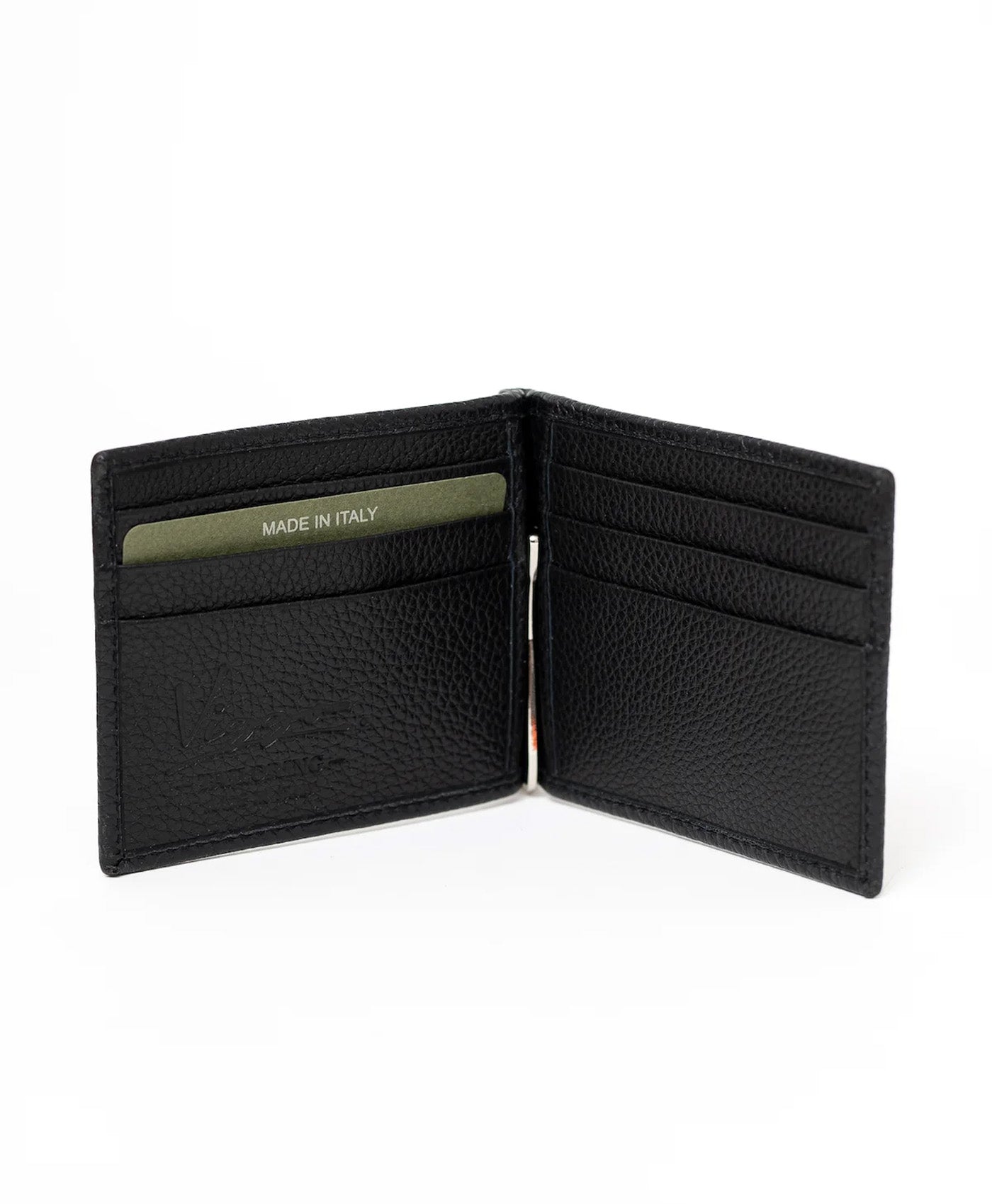 Portofel negru cu clips piele vitel