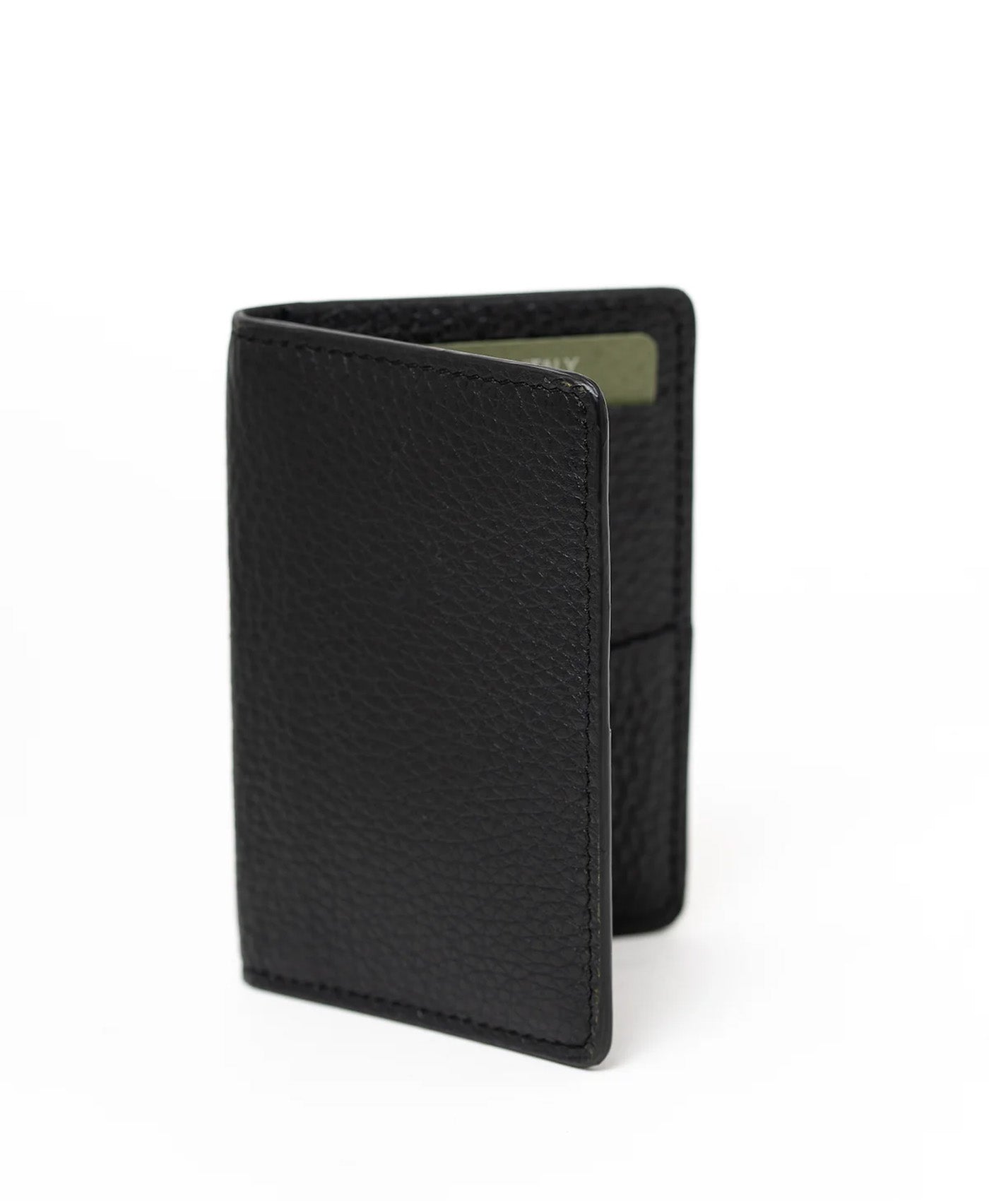 Port card negru piele vitel