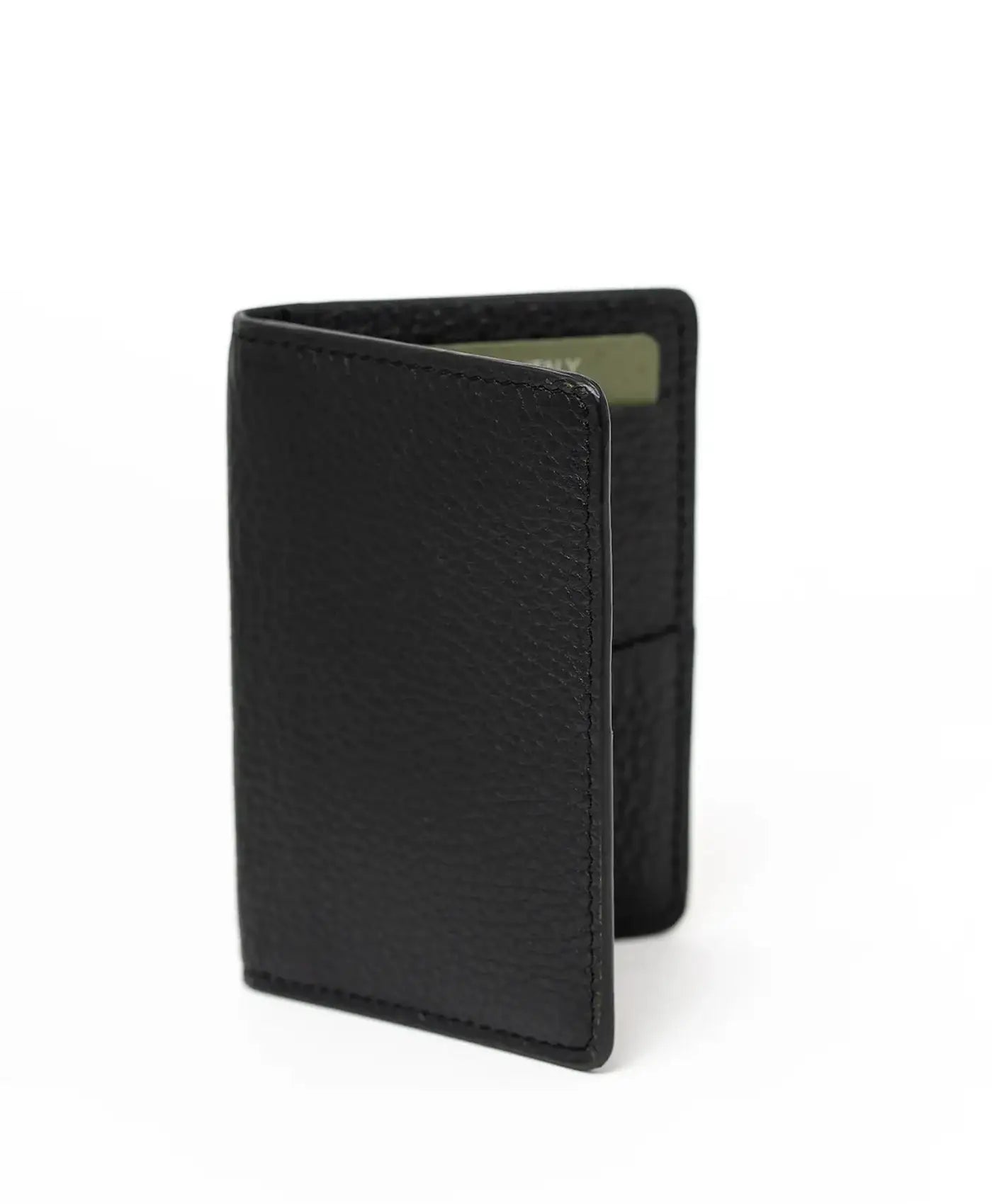 Port card negru piele vitel