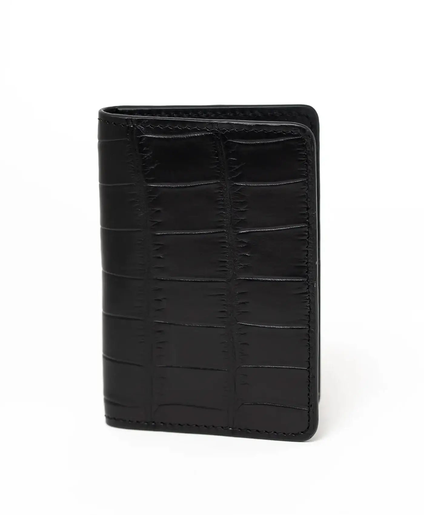 Port card negru piele crocodil