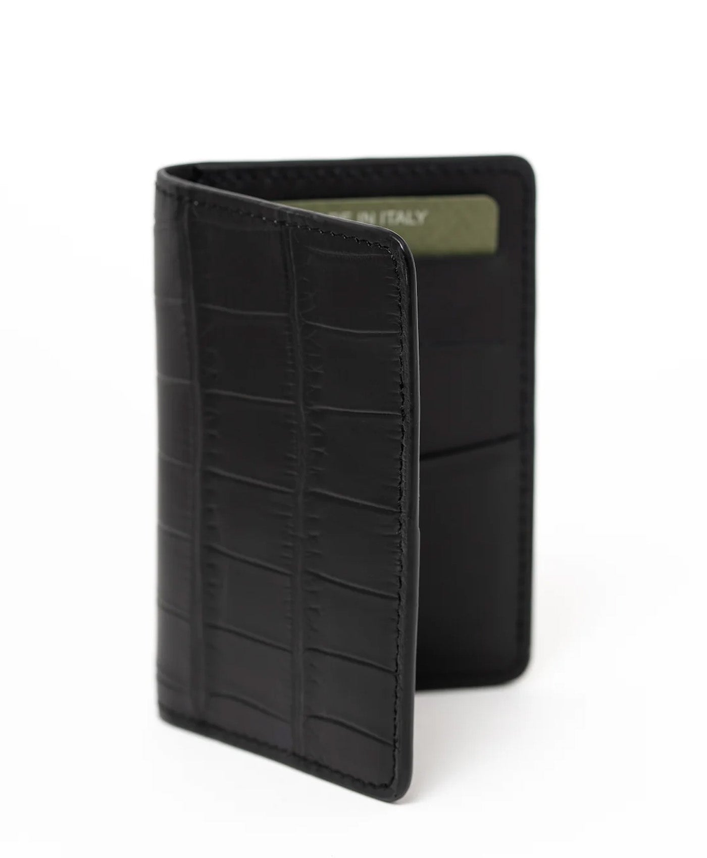 Port card negru piele crocodil