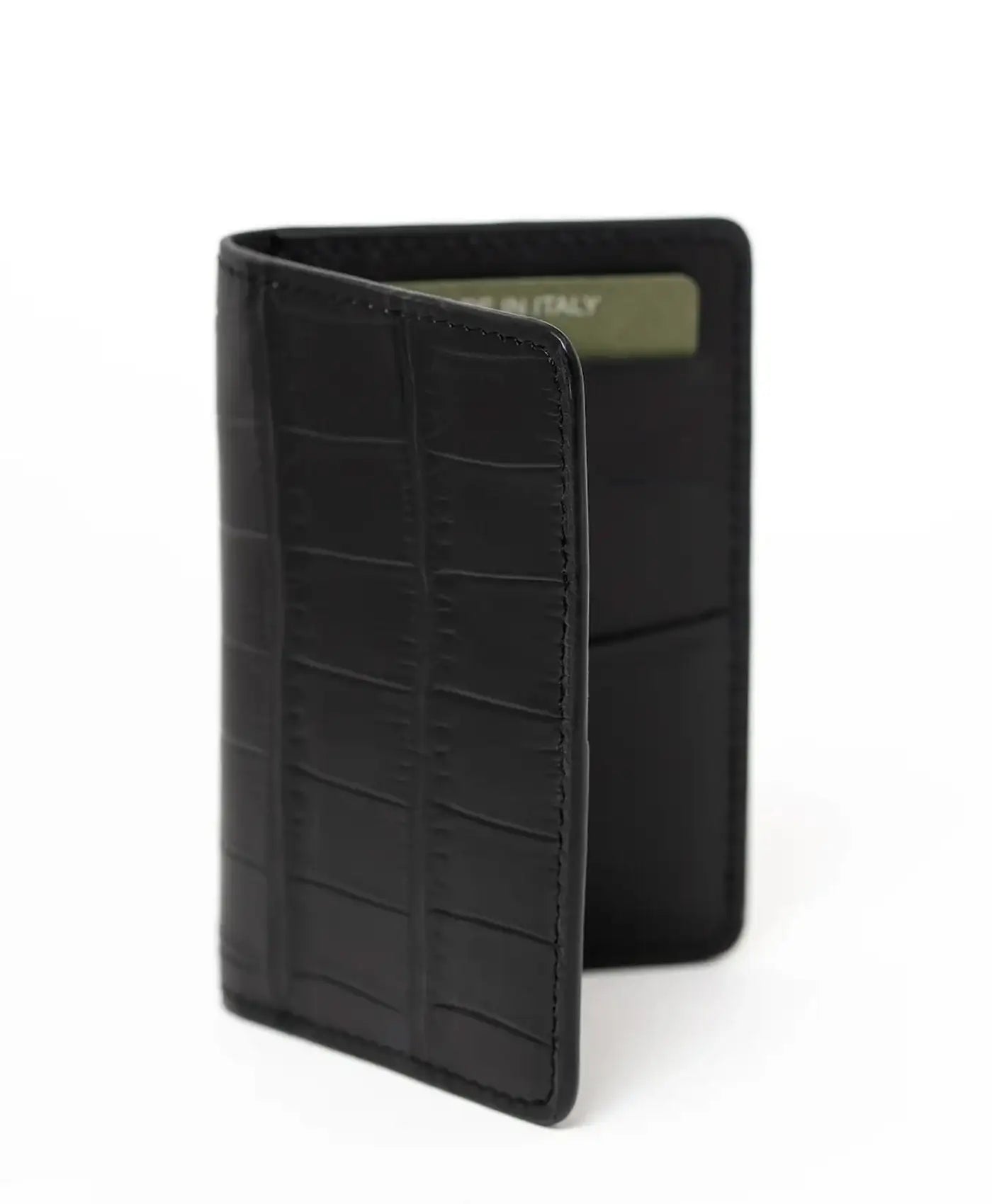 Port card negru piele crocodil