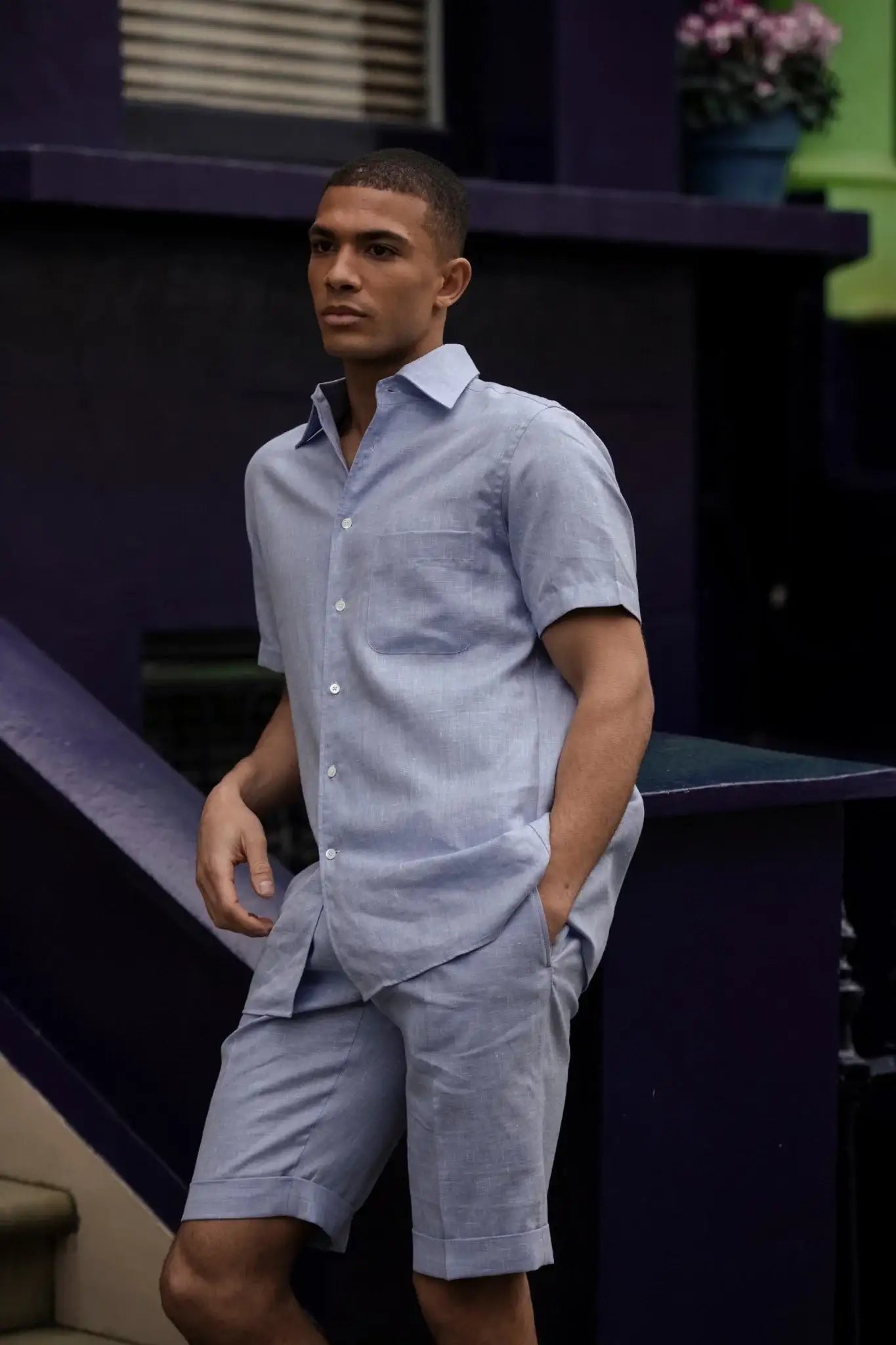 White shirt with houndstooth and leaf print