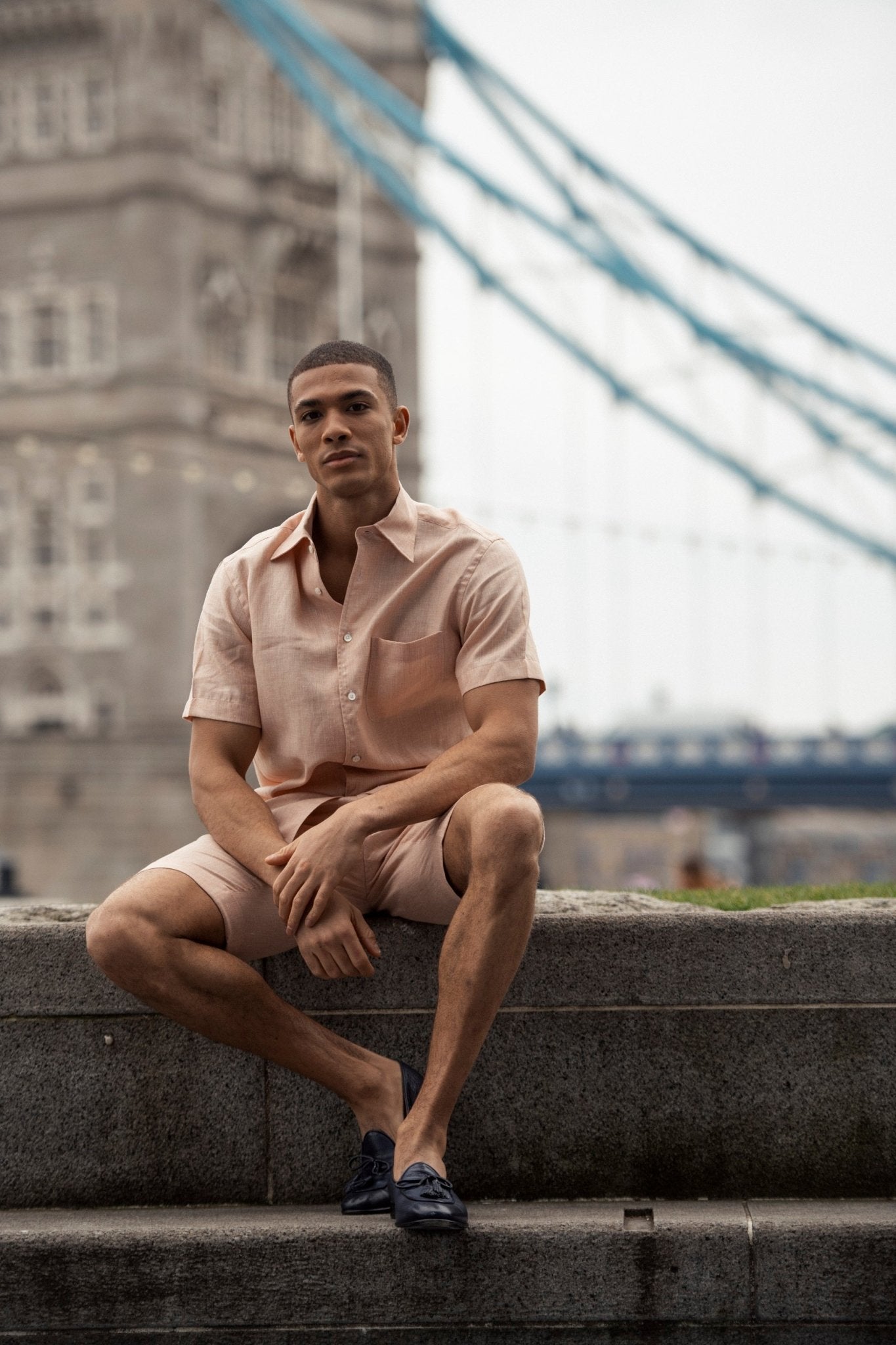 Camasa peach din lana, matase si in - Viggo