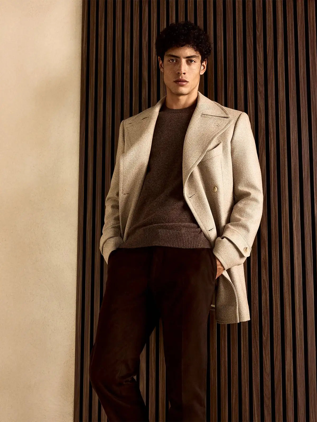 Beige Bespoke coat in Loro Piana cashmere fabric