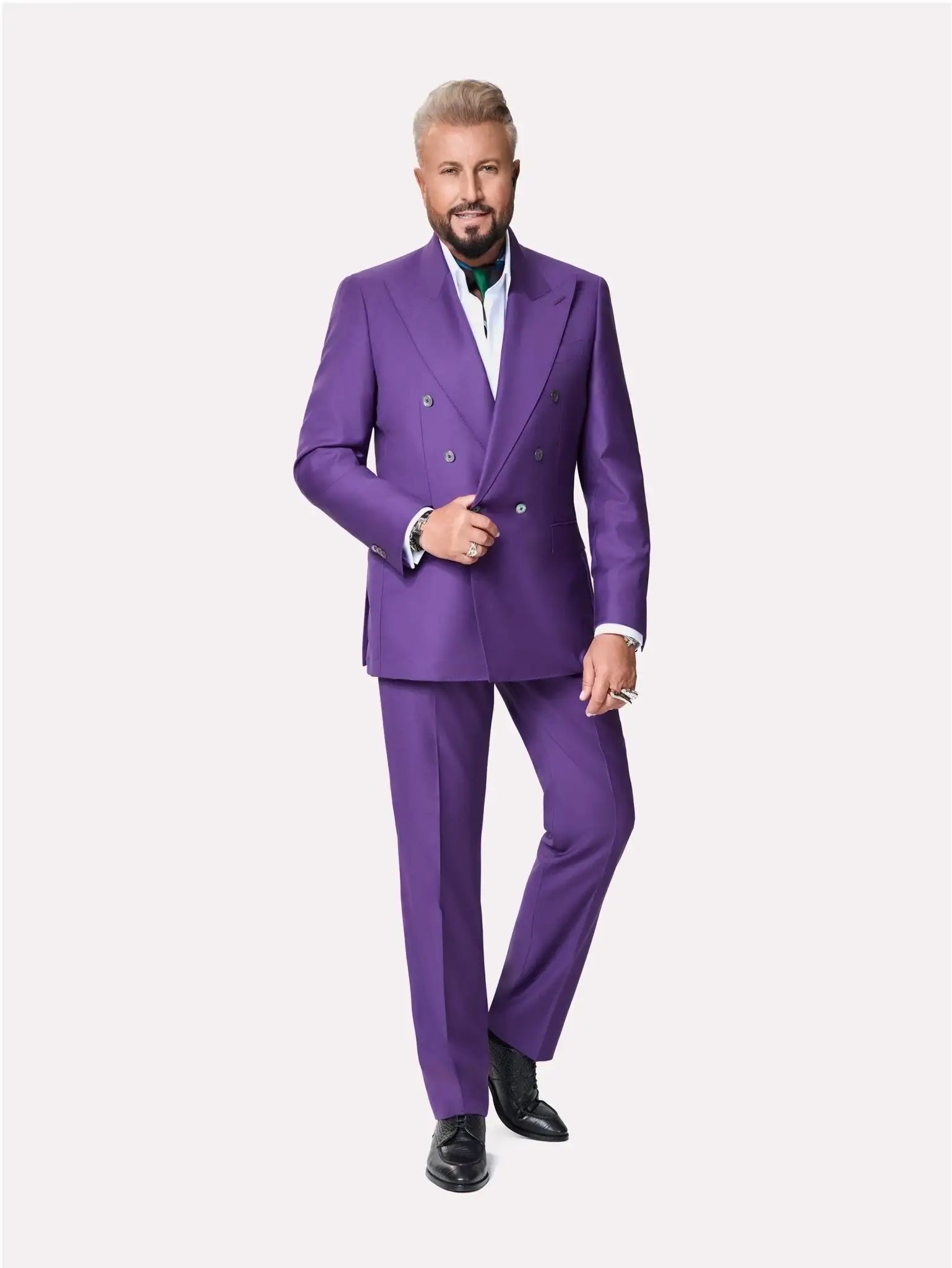 Loro Piana fabric suit, made to measure, purple