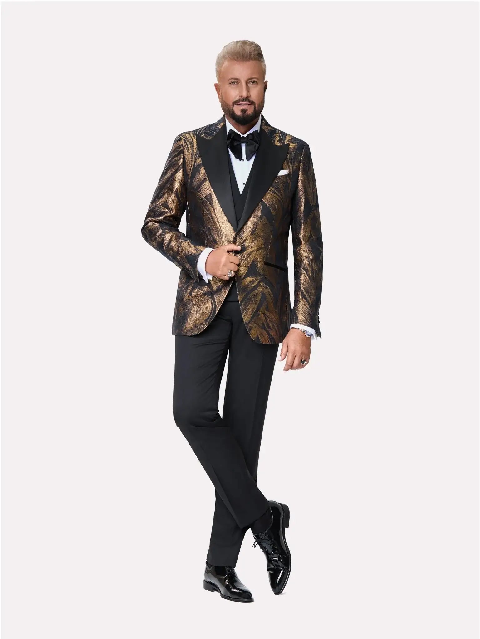 Sacou smoking made to measure auriu din material reciclat