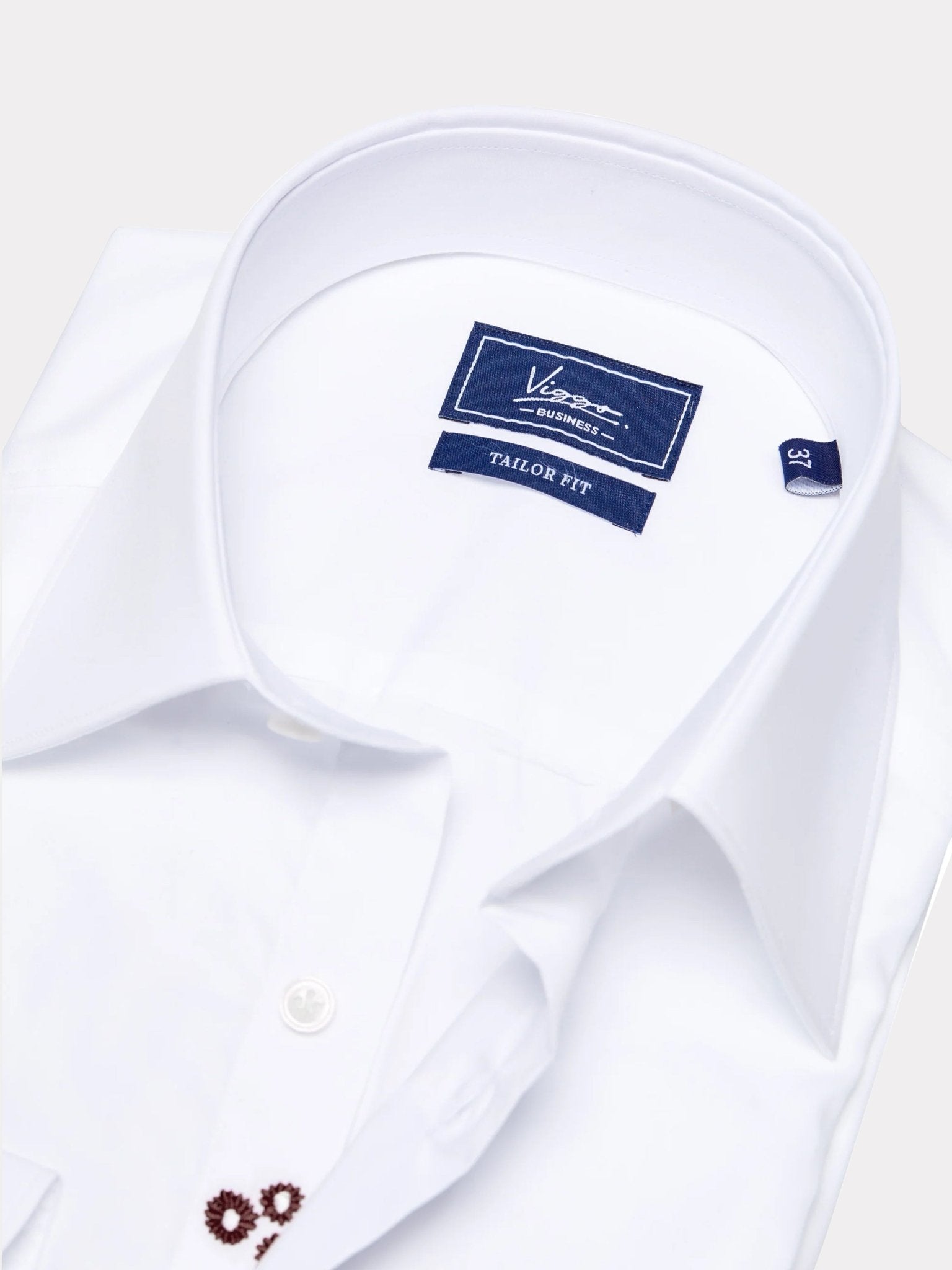 Camasa alba non iron cu floare ascunsa maro - Viggo